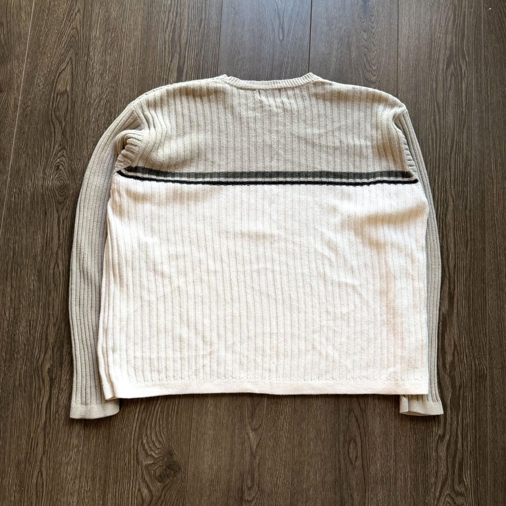 Vintage Y2K White Striped Crewneck Knit Sweater Large Skater Grunge Pullover Stripe Mens Size US L / EU 52-54 / 3 - 5 Thumbnail