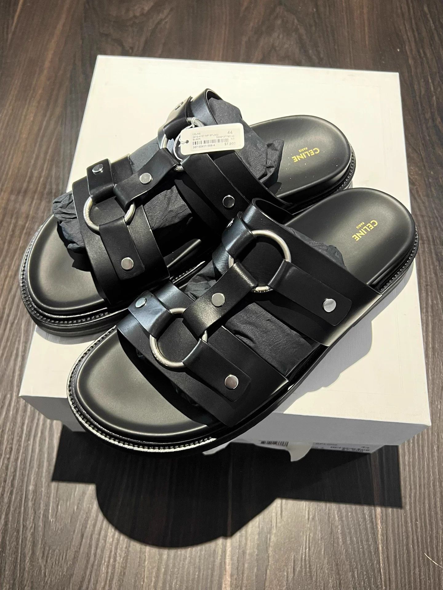 Celine CELINE Black Metal Ring Slippers 44 Vintage Size US 11 / EU 44 - 2 Thumbnail