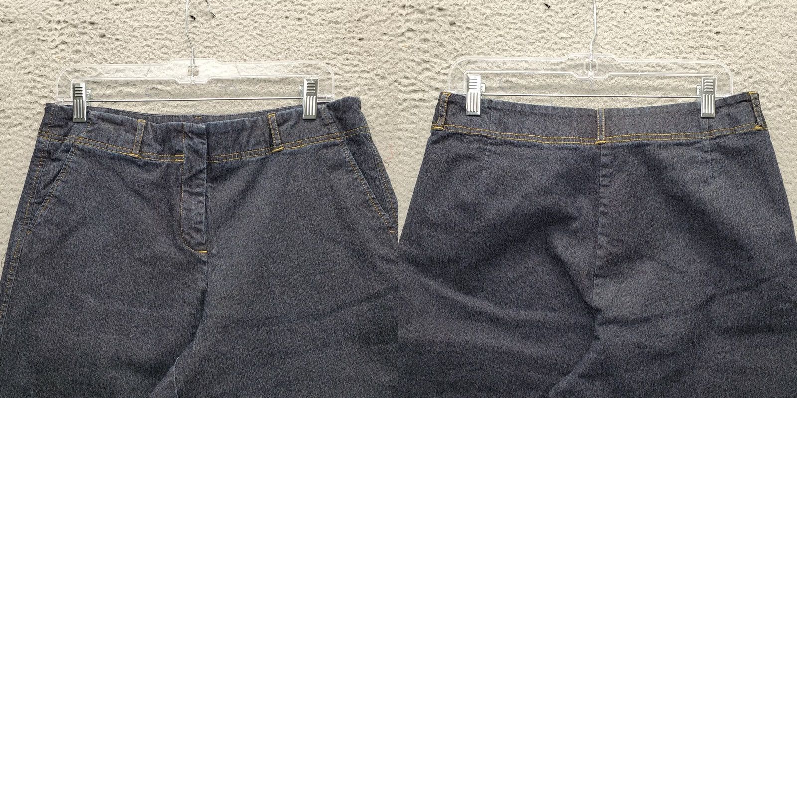 Vintage Josephine Chaus Jeans Capri Womens 10 Blue Denim High Rise Wide Leg 5-Pocket Stretch Cotton Size 32" / US 10 / IT 46 - 8 Thumbnail