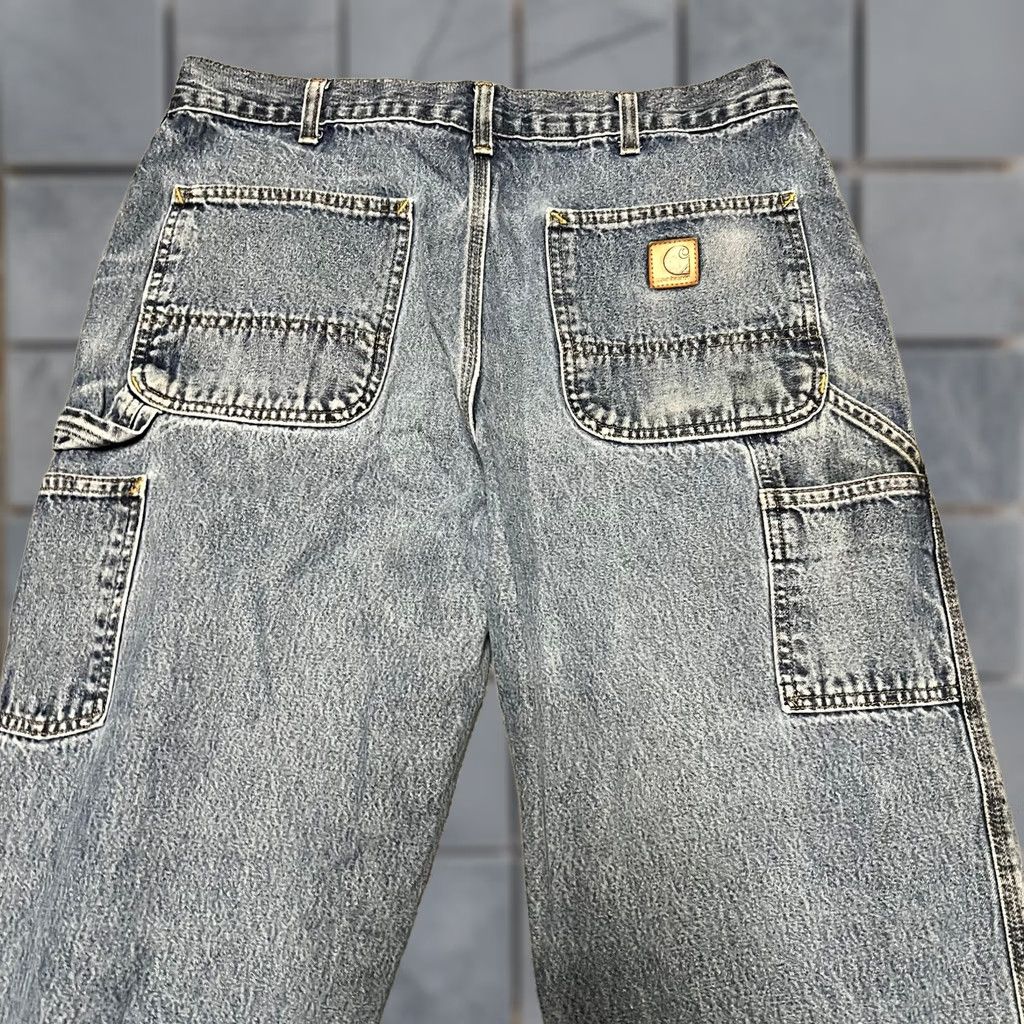 Carhartt Carhartt Jeans Mens 35 x34 Regular 32x31.5 Dungaree Blue Denim Work Straight Jeans Mens Blue Denim 90s? Size US 35 - 1 Thumbnail
