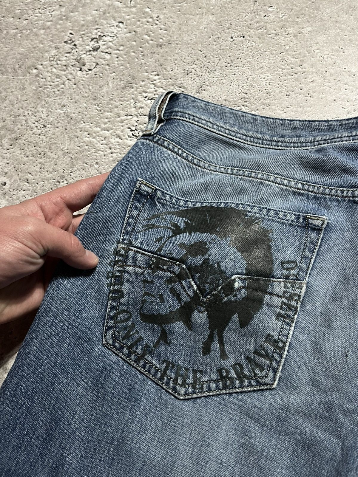 Diesel × Vintage Diesel Custom Jeans with Big Back Logo Print – Size 36 Size US 36 / EU 52 - 4 Thumbnail