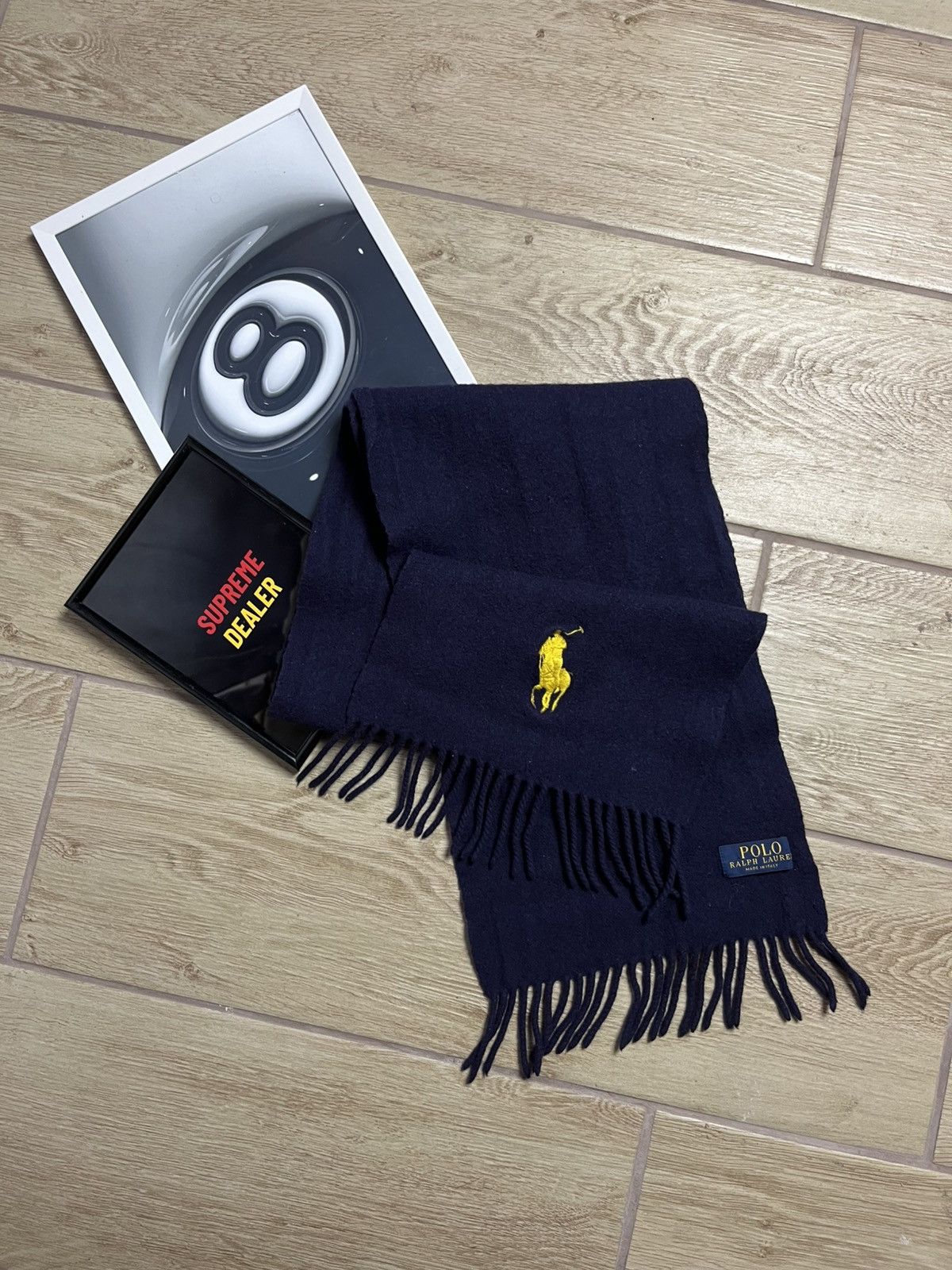 Polo Ralph Lauren Polo Ralph Lauren Wool Scarf Unisex Navy Big Logo Excellent Size ONE SIZE - 1 Thumbnail