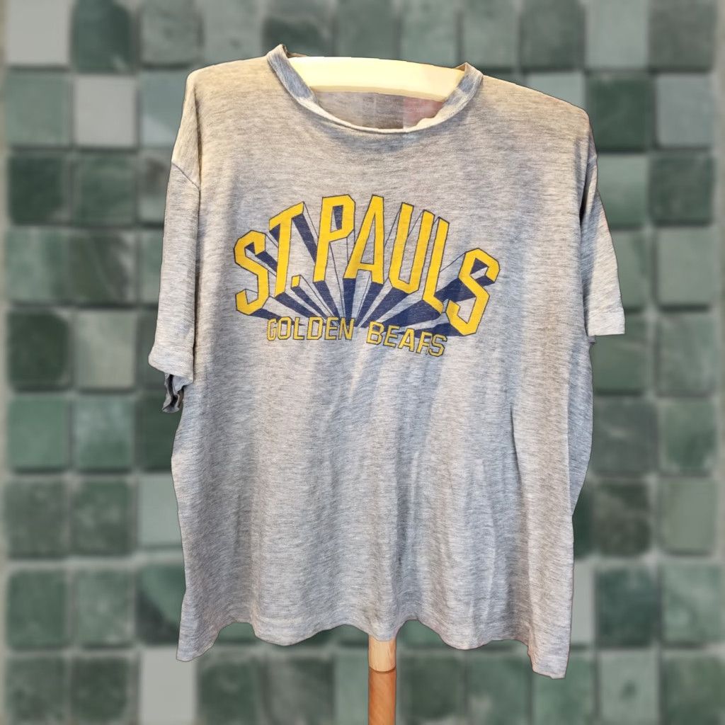 Golden Bear VINTAGE ST PAULS GOLDEN BEARS T-SHIRT XL Gray 80s SINGLE STITCH Paper Thin Mens XS? Size US XL / EU 56 / 4 - 1 Thumbnail