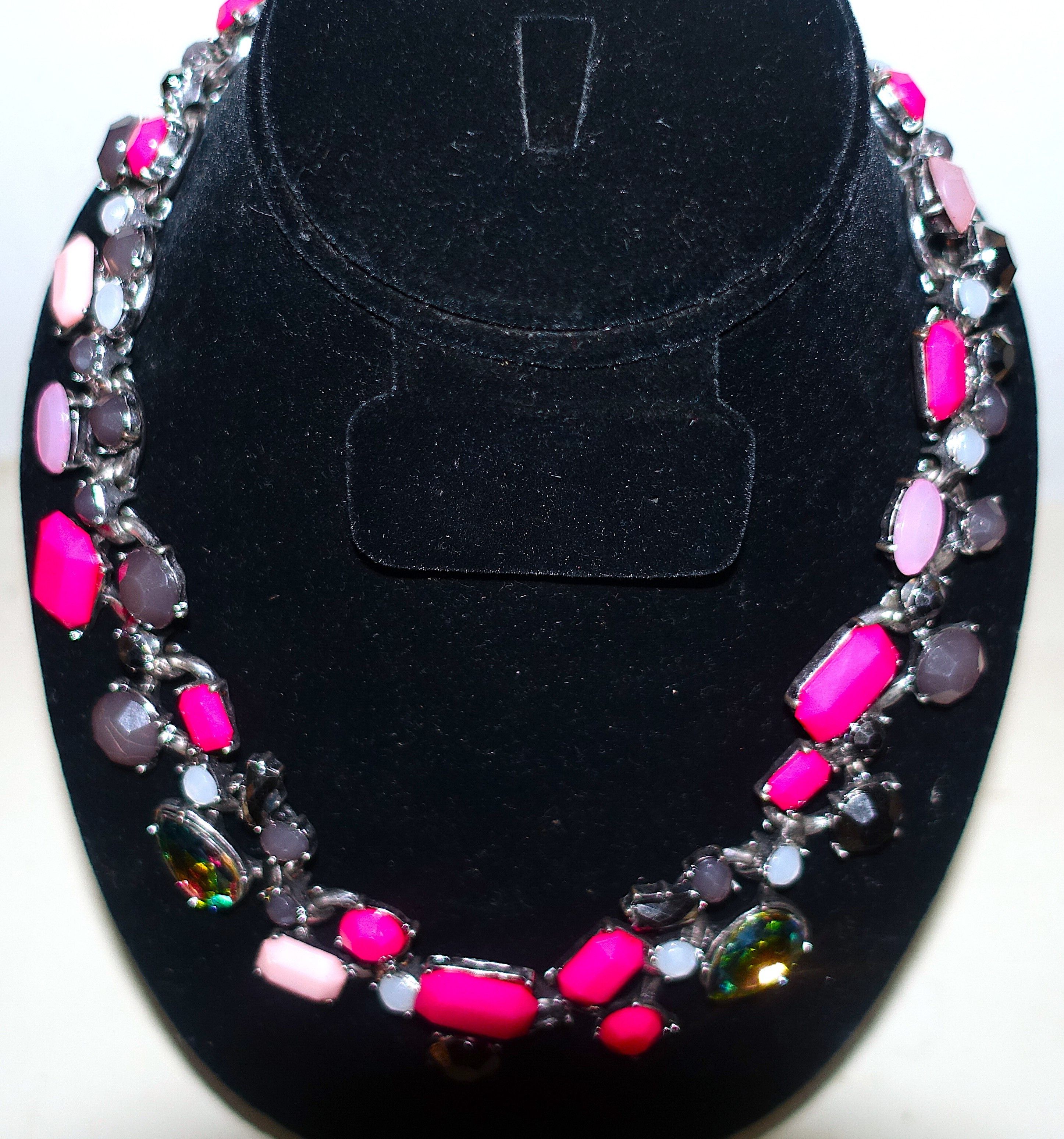 Vintage Silver Tone Rhinestones Beaded Chain Choker Necklace Size ONE SIZE - 4 Thumbnail