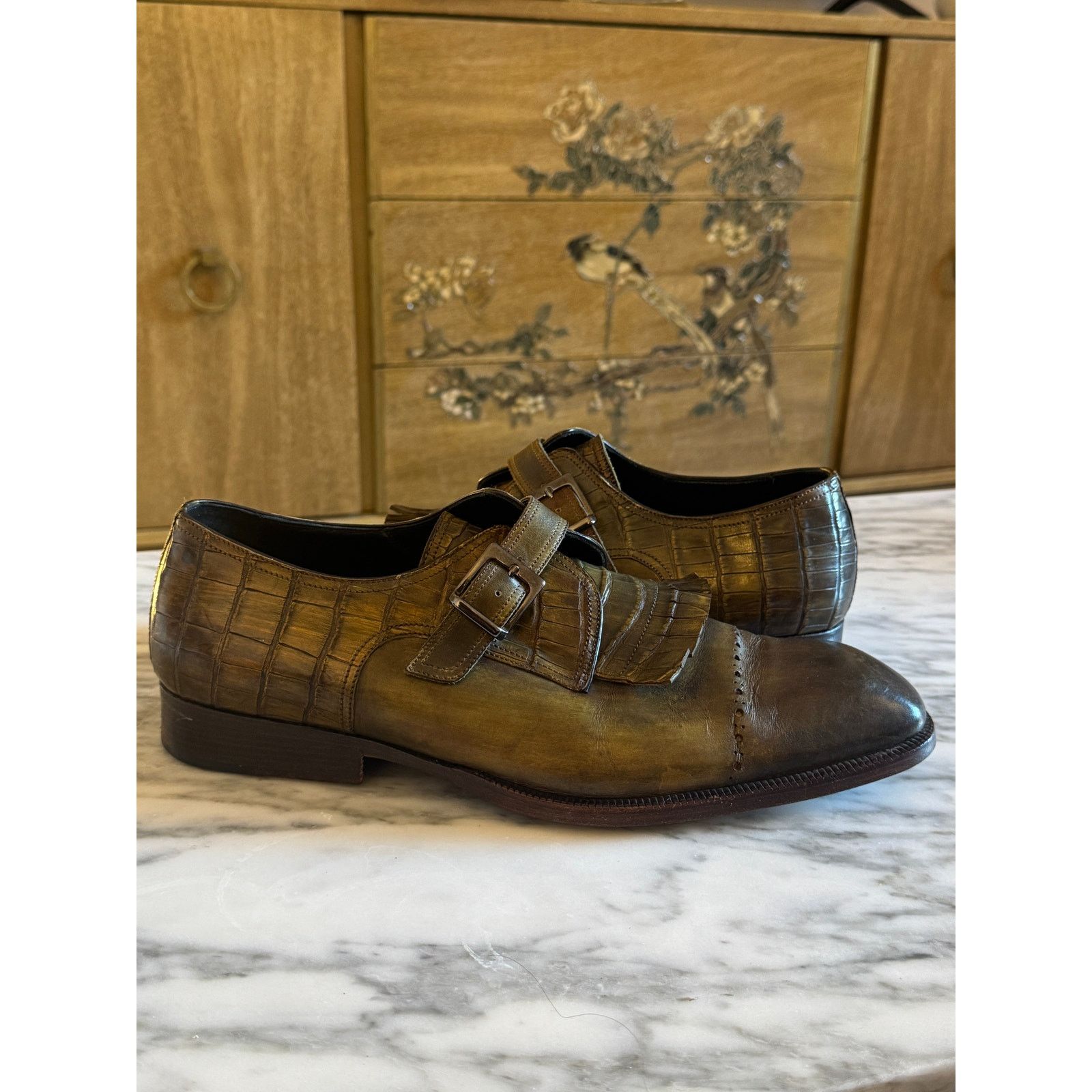 Other Men's Green Alligator Skin Dress Shoes Size US 11.5 / EU 44-45 - 6 Thumbnail