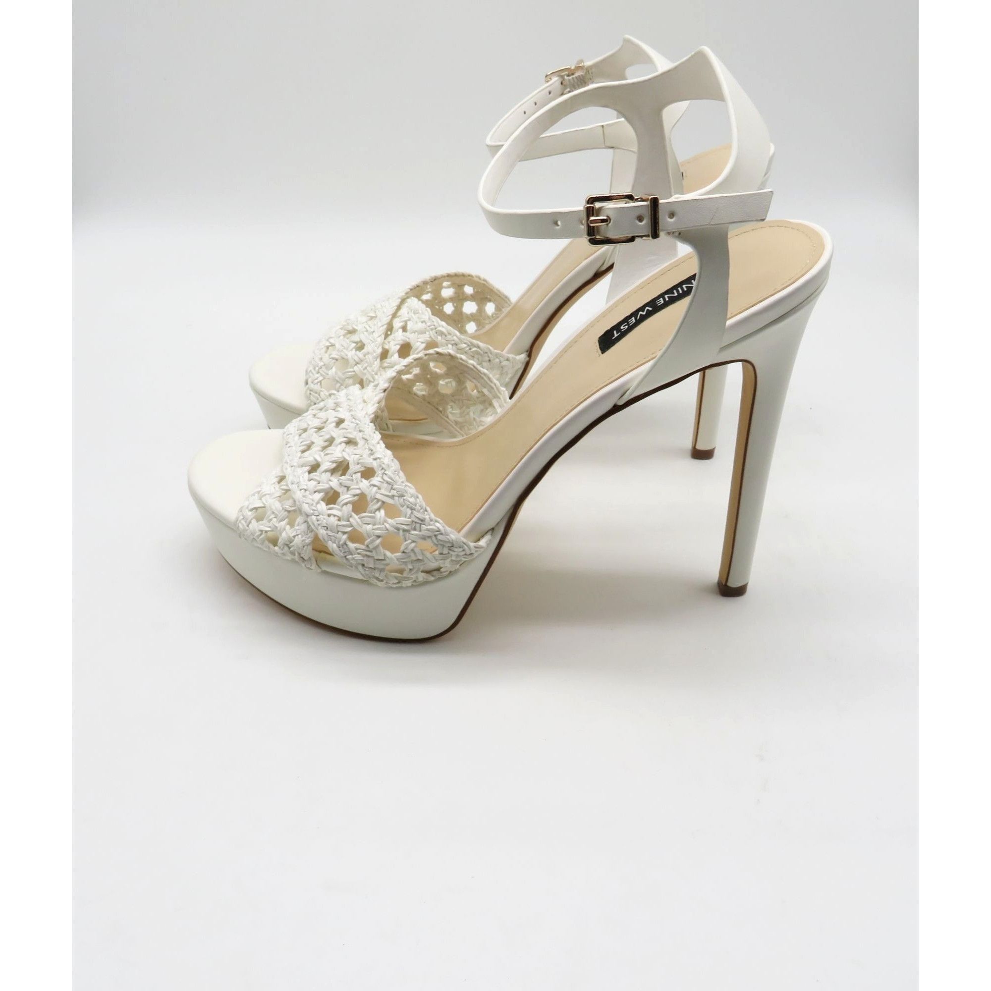 Nine West Nine West Grecia2 White Woven Ankle Strap High Heel Sandals Size US 10 / IT 40 - 5 Thumbnail