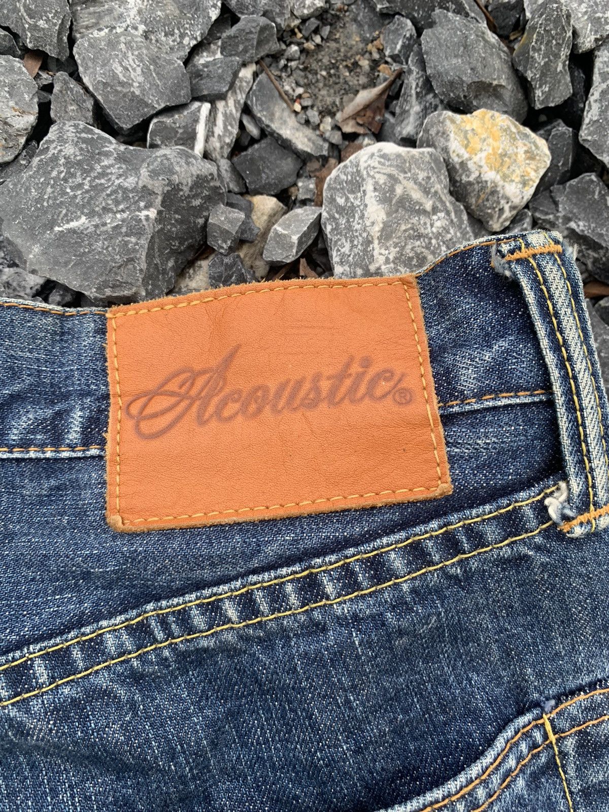 Japanese Brand ACOUSTIC SELVEDGE BUTTON FLY JAPANESE FADED DISTRESSED DENIM Size US 36 / EU 52 - 7 Thumbnail