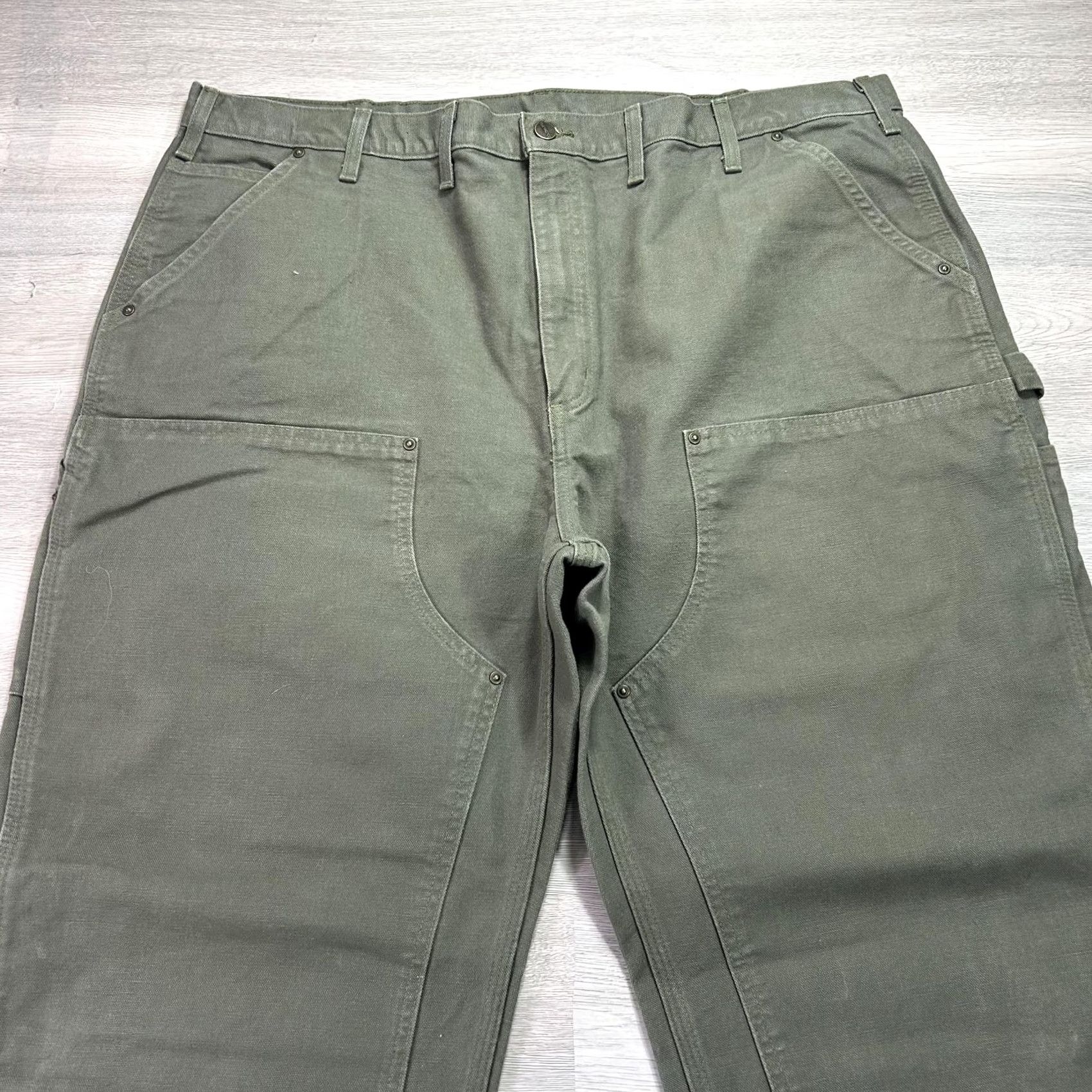 Carhartt VINTAGE Carhartt Original Dungaree Fit Carpenter Pants Mens 44x32 Green Canvas Straight Leg Casual Workwear MOS B136 Size US 44 / EU 60 - 3 Thumbnail