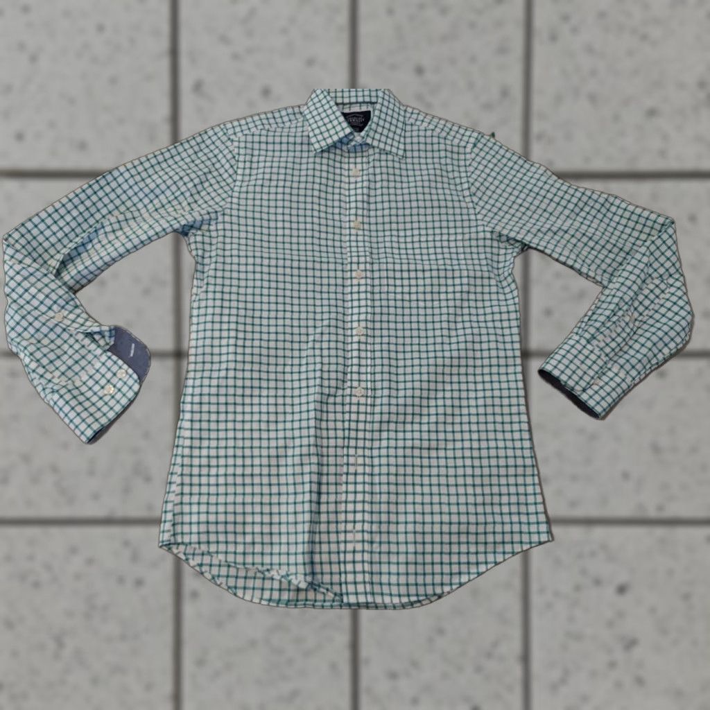 Charles Tyrwhitt Charles Tyrwhitt Dress Shirt Mens XS Slim Green Cotton Button Size 34R - 1 Thumbnail