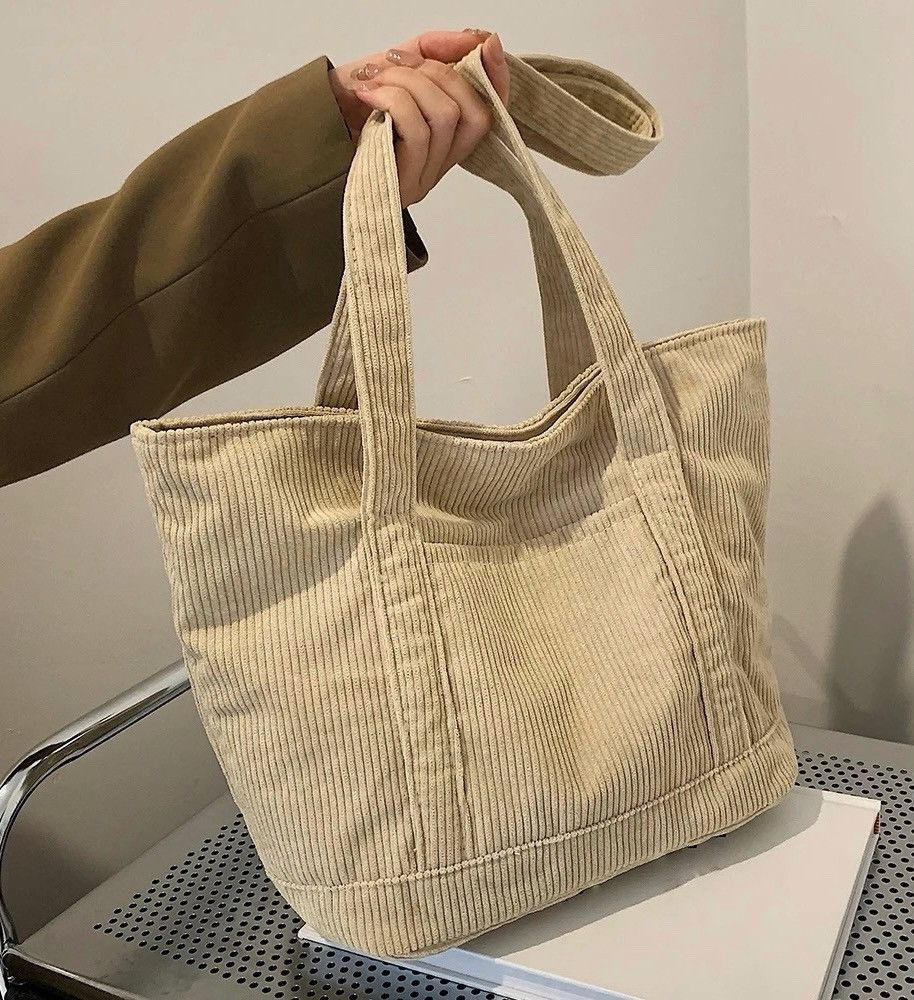 Vintage White Corduroy Casual Shoulder Bag Size ONE SIZE - 3 Thumbnail