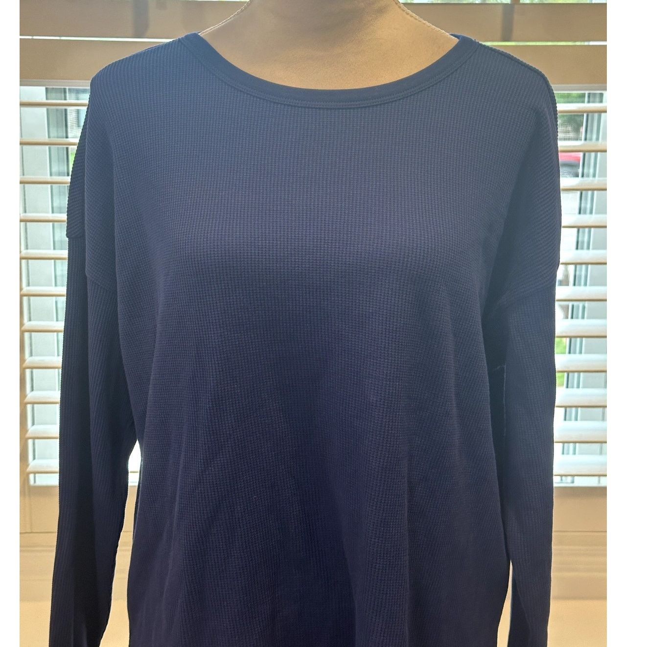 Treasure & Bond Treasure & Bond Women's Blue Long Sleeve Waffle Knit S NWOT Size S / US 4 / IT 40 - 2 Thumbnail