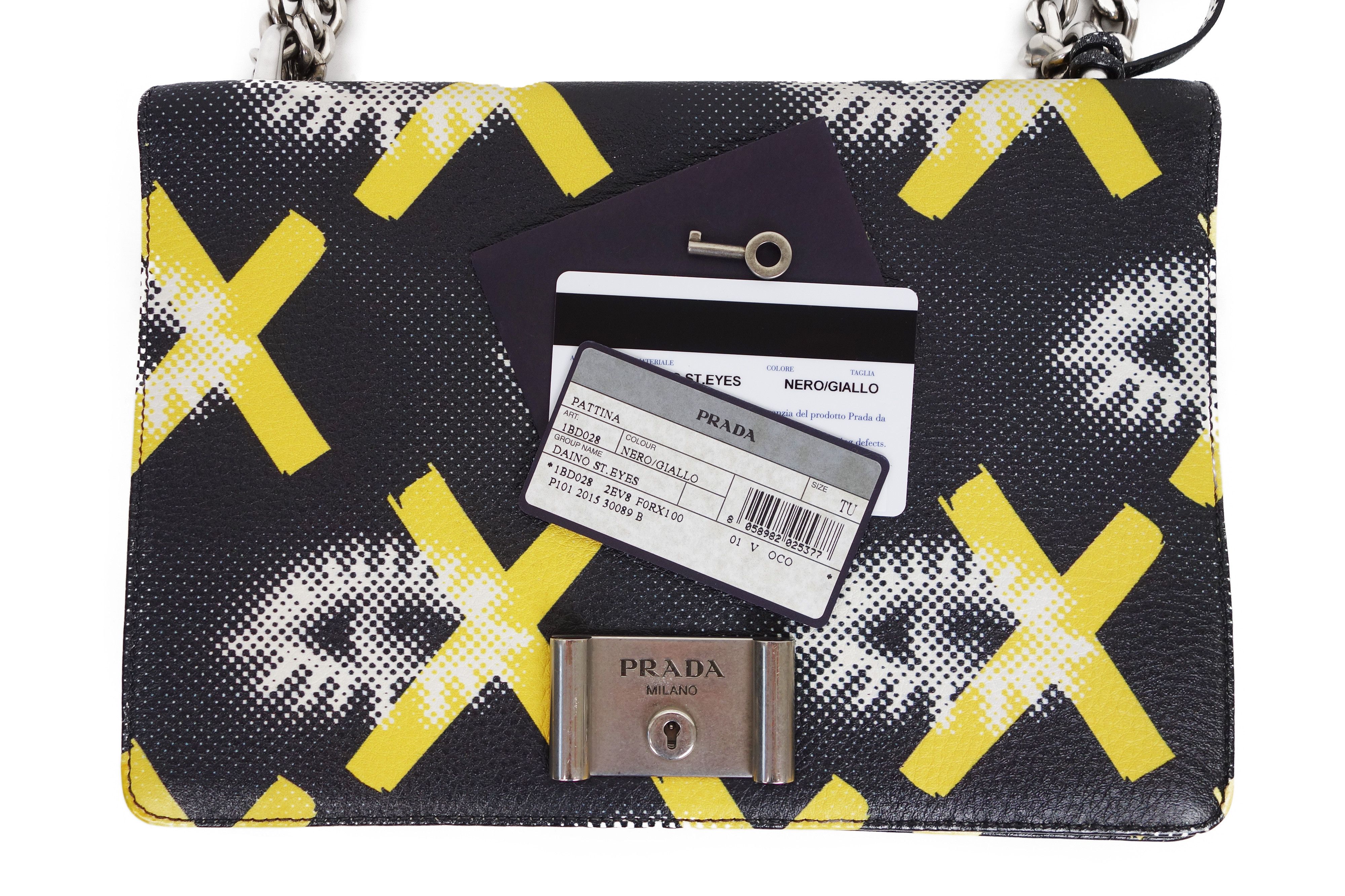 Prada Prada Eyes Print Vitello Daino Lock Flap Bag 2016 Leather Size ONE SIZE - 6 Thumbnail
