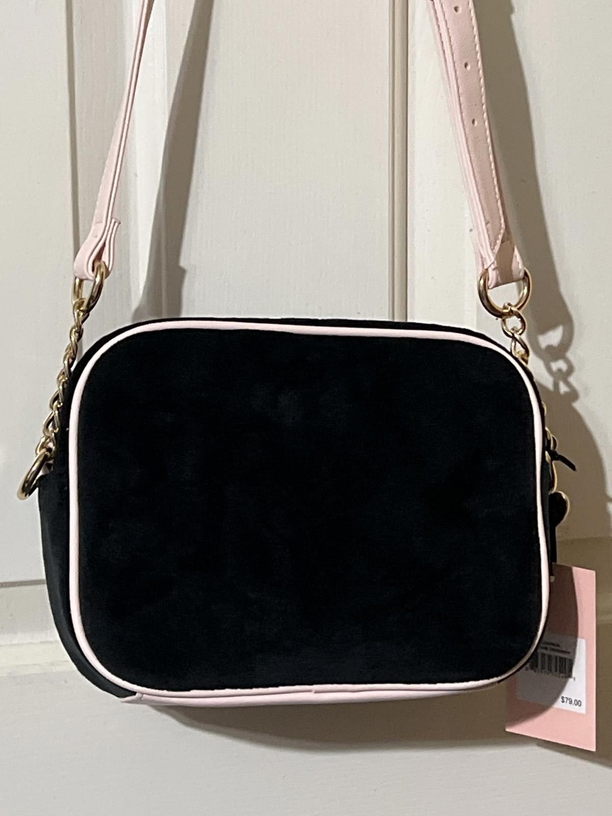 Juicy Couture Jeans Juicy Couture Black and Pink Velvet Crossbody Bag Size ONE SIZE - 3 Thumbnail
