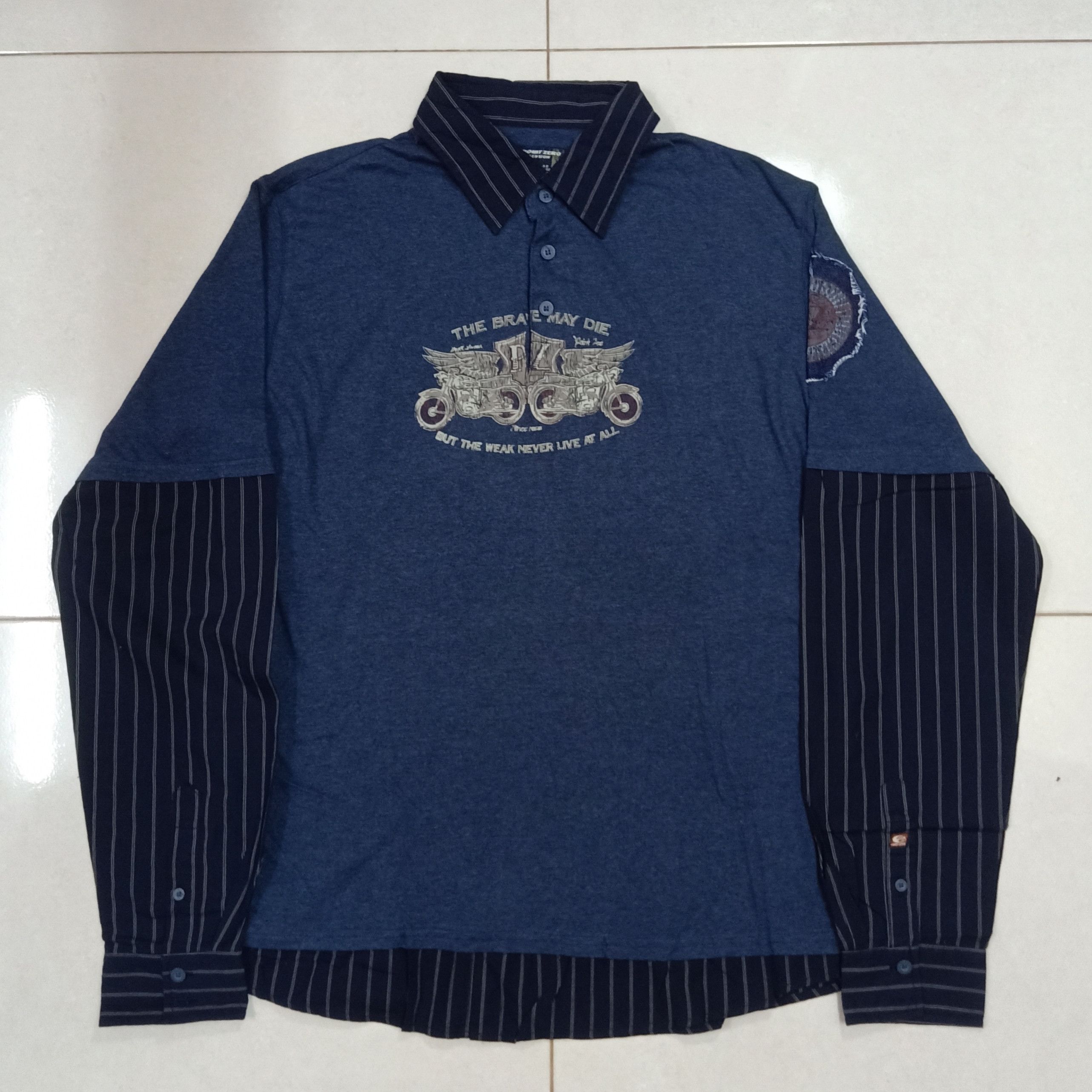 Point Zero POINT ZERO Y2K Millennium Styles Big Graphics Navy Shirt Size US XL / EU 56 / 4 - 3 Thumbnail