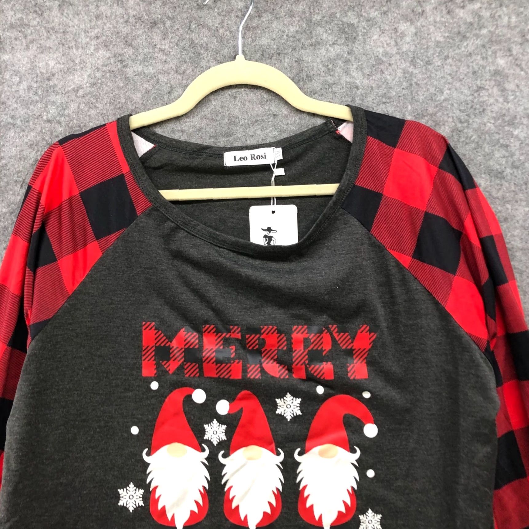 Vintage NWT Leo Rosi Gray Merry Christmas Santa Graphic Lounge Pajama Top XXL Womens Christmas Holiday Shirt Size XXL / US 16-18 / IT 52-54 - 4 Thumbnail