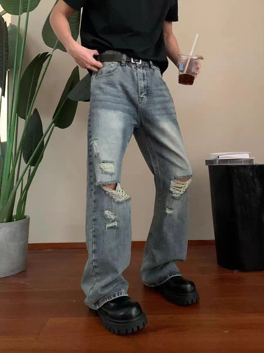Japanese Brand × Jean Vintage hip-hop washed ripped micro flare jeans Size US 34 / EU 50 - 2 Thumbnail
