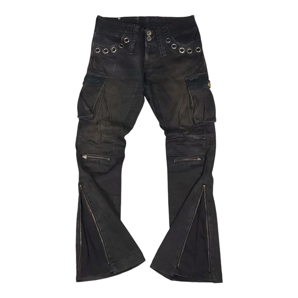 Japanese Brand 🔥SEMANTICDESIGN CARGO ZIPPER DESIGN BLACK FADED DENIM PANTS Size US 30 / EU 46 - 1 Thumbnail