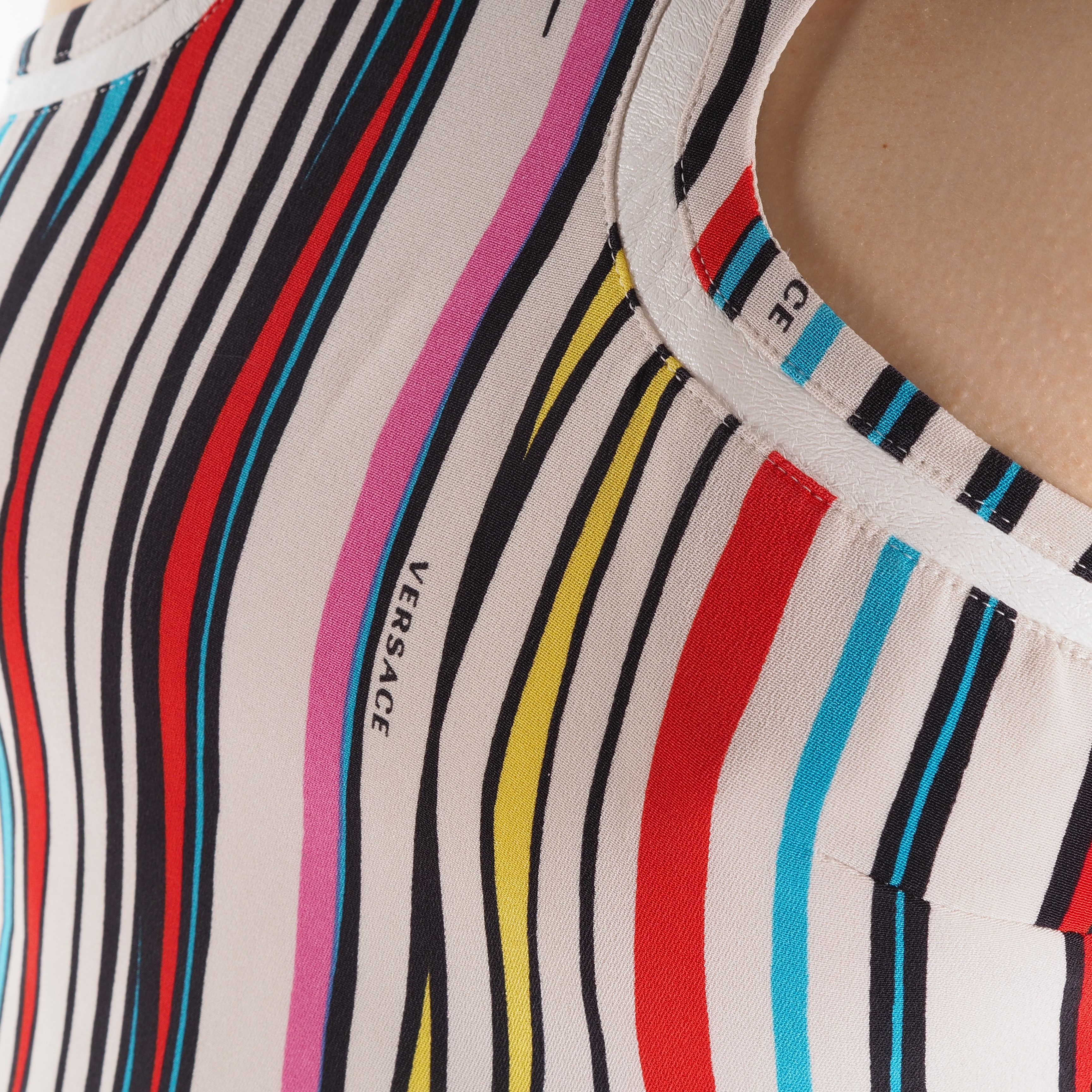 Versace Gianni Versace Silk Multicolor Striped Mini Dress Size M / US 6-8 / IT 42-44 - 6 Thumbnail
