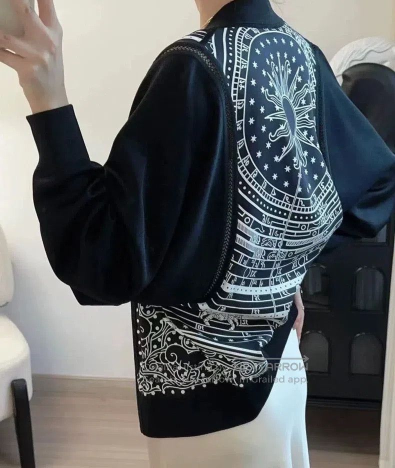 Hermes Hermes Black mulberry silk and wool zippered women's cardi Size XS / US 0-2 / IT 36-38 - 2 Thumbnail
