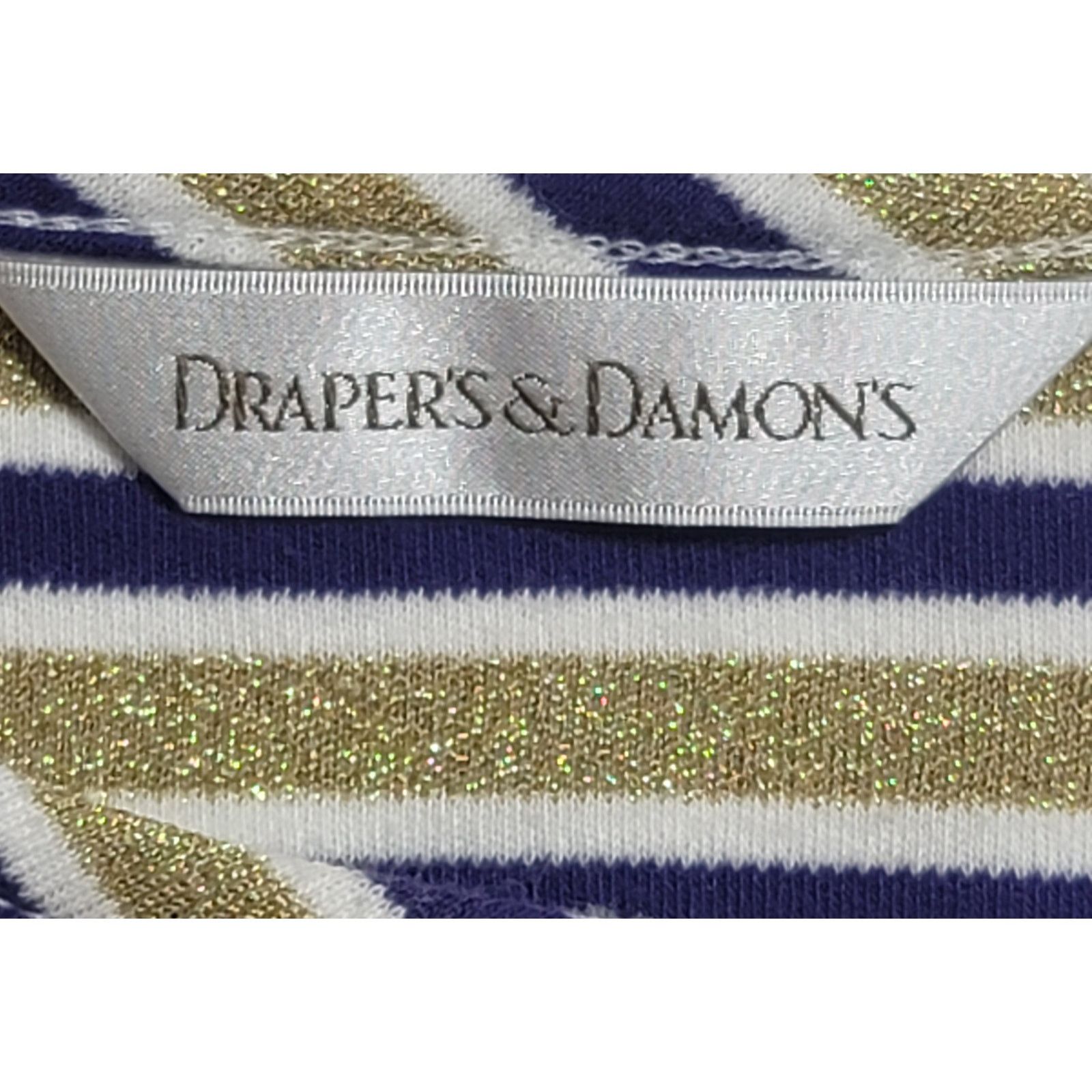 Other Draper's & Damon's Blue Gold Striped 3/4 Sleeves Top Large Size L / US 10 / IT 46 - 4 Thumbnail
