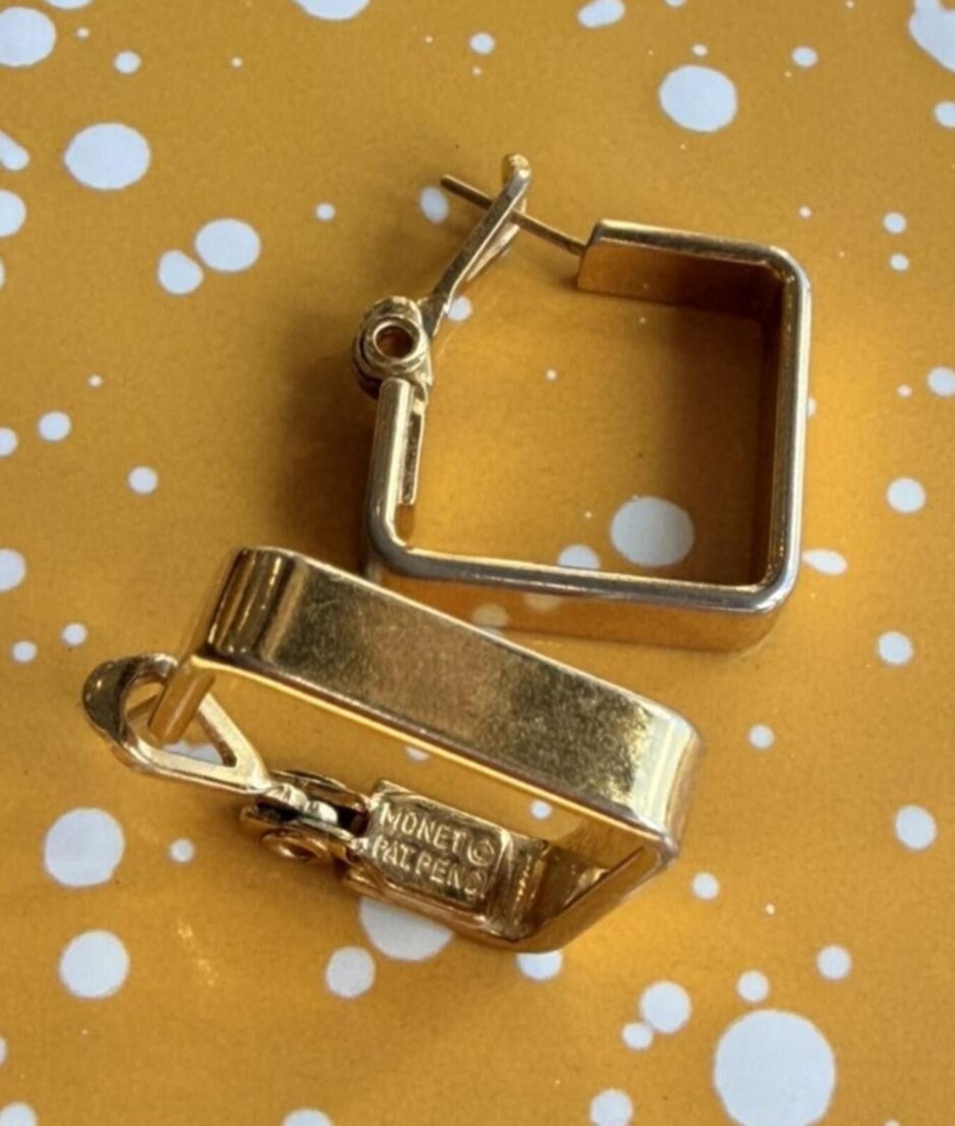 Monet Vintage Monet Geometric Gold Square Hoop Earrings Size ONE SIZE - 7 Thumbnail