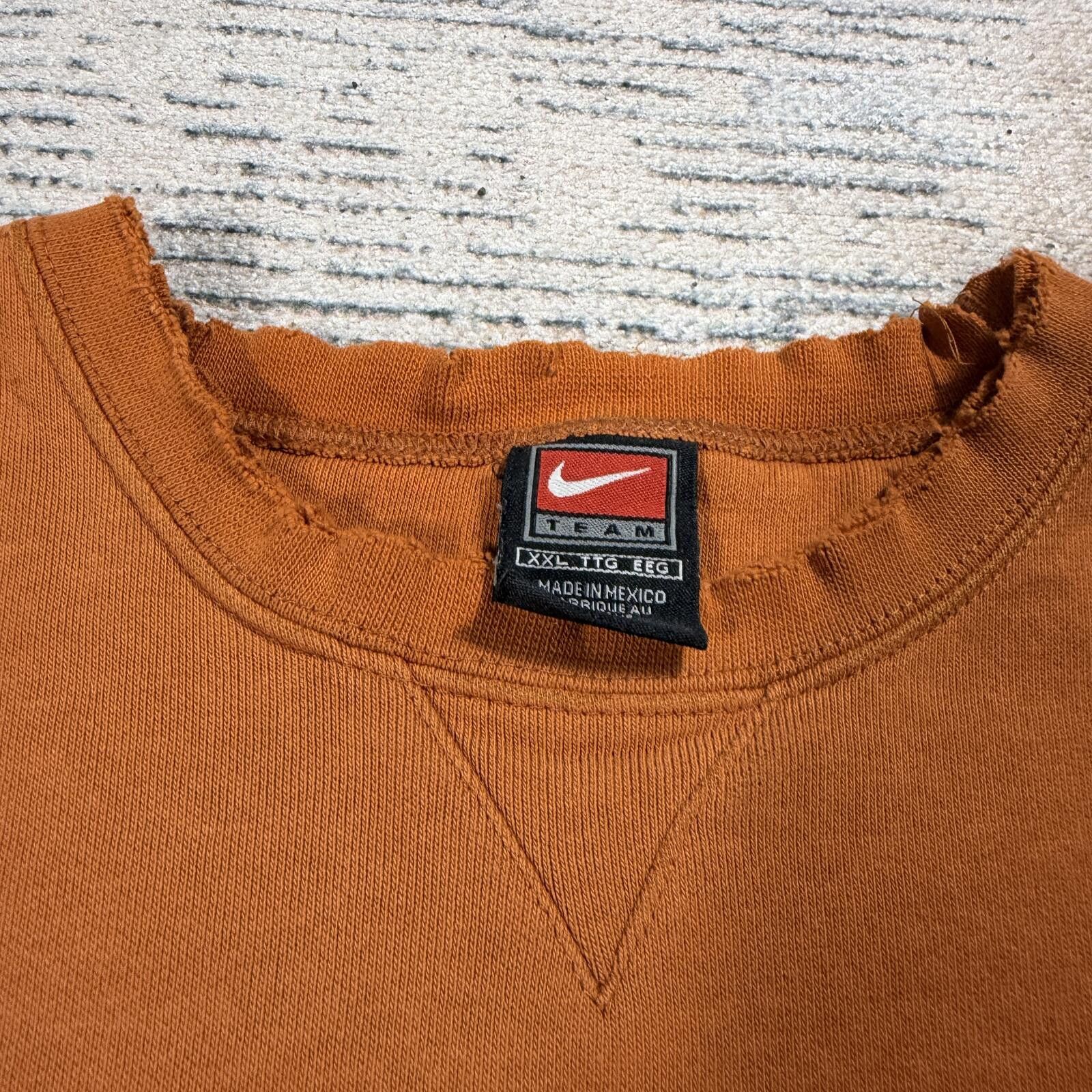 Nike Vintage 90s Nike Thrashed Crewneck Sweatshirt orange Size ONE SIZE - 5 Thumbnail