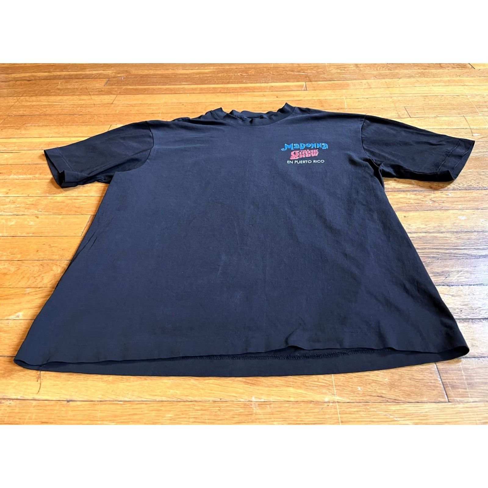 Vintage VINTAGE Madonna Girlie Show Tour Shirt Men's L Black Puerto Rico 1993 DRY ROT Under the Sun T-Shirt Unisex Adults 90s Music City Growth? Size US L / EU 52-54 / 3 - 3 Thumbnail