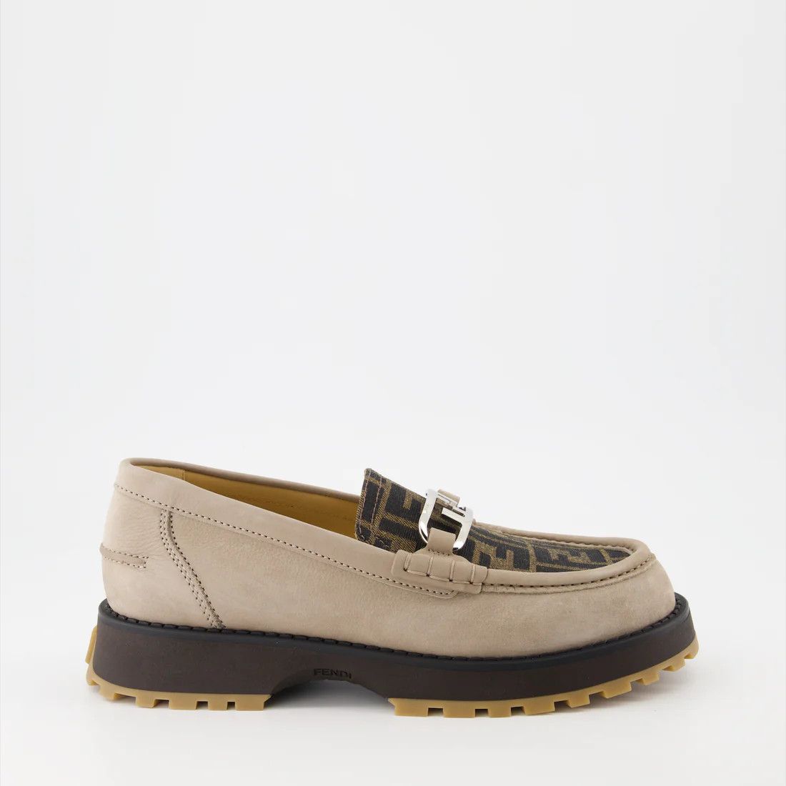 Fendi o1w1db10325 7D1581 Loafers in Beige & Brown Size US 12 / EU 45 - 1 Thumbnail