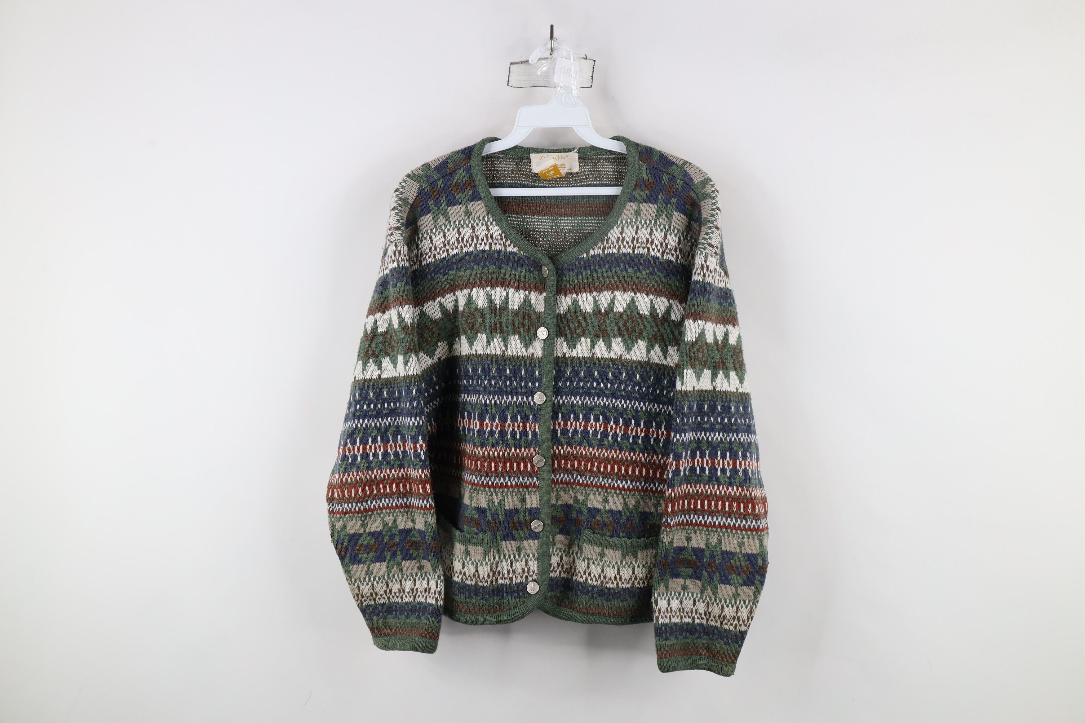 Vintage Vintage 90s Streetwear Fair Isle Knit Cardigan Sweater Size M / US 6-8 / IT 42-44 - 1 Thumbnail