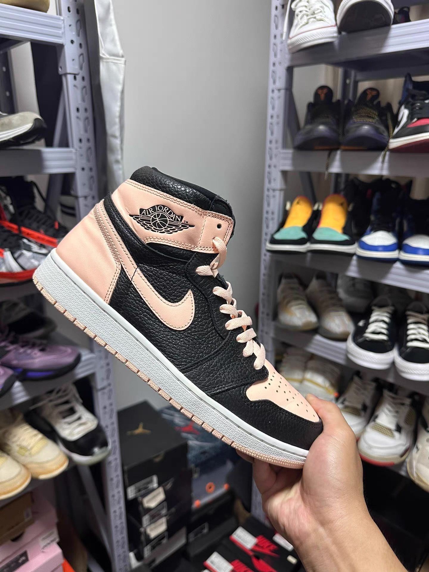 Nike AJ1 Black Pink Toe Ｑ20 Size US 10 / EU 43 - 1 Thumbnail