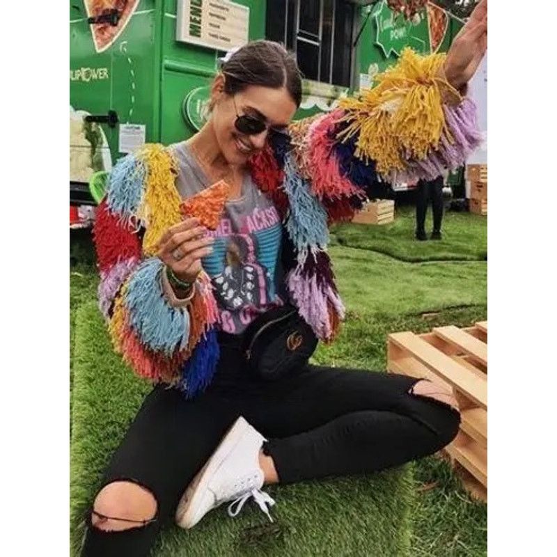 Alice + Olivia Alice + Olivia Fawn Multicolor Fringe Jacket rainbow size XS Size XS / US 0-2 / IT 36-38 - 1 Thumbnail