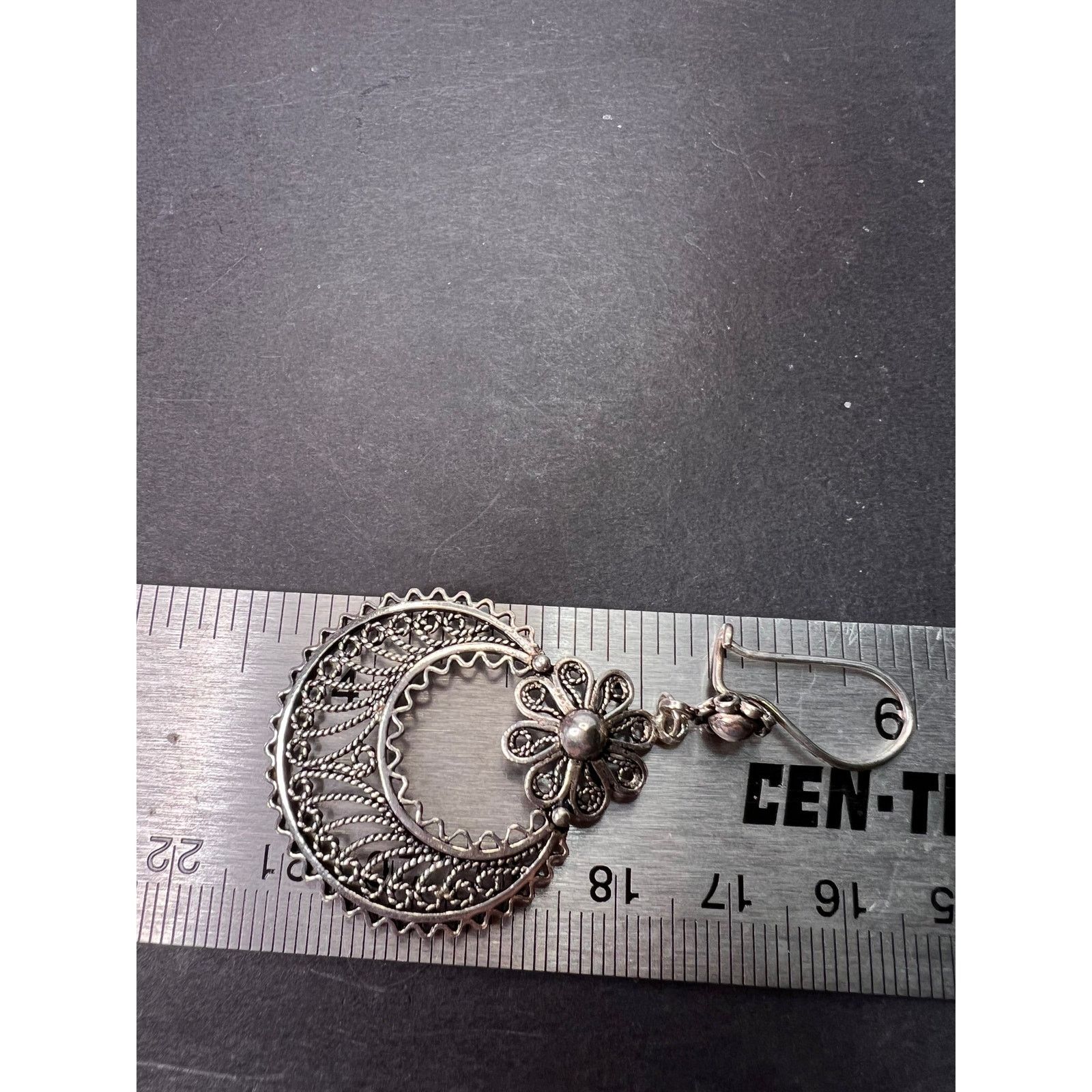 Other Turkish sterling filigree disc dangle drop hook earrings Size ONE SIZE - 6 Thumbnail