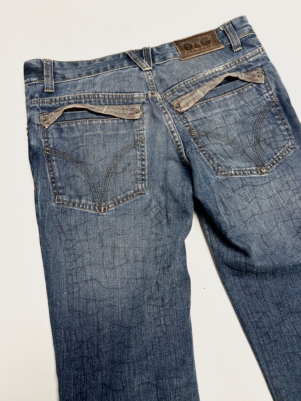 Dolce & Gabbana 2000s Croc Print Suede Pocket Denim Size US 31 - 4 Thumbnail
