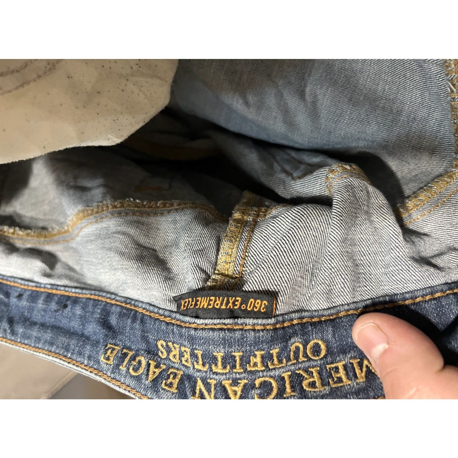American Eagle Outfitters American Eagle Outfitters Jeans Mens Slim Straight 38x32 Blue Denim 360 Extreme Flex, 5-Pocket, Distressed, Stretch, Regular Size Size US 38 / EU 54 - 6 Thumbnail