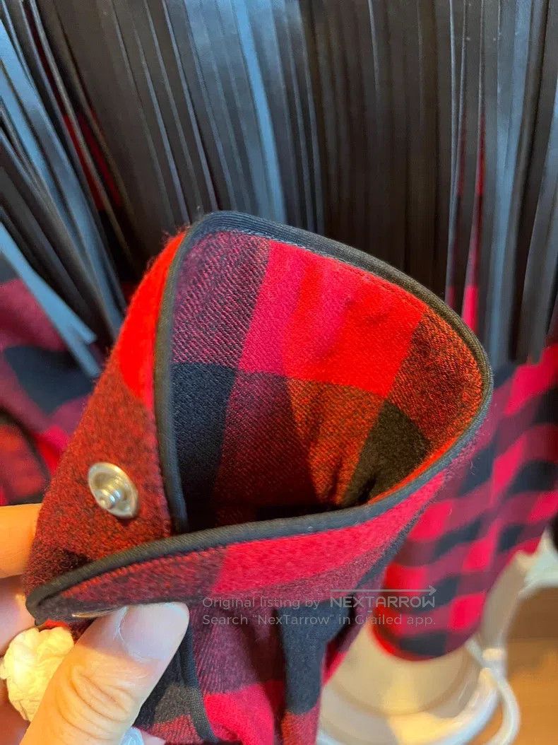 Valentino Valentino Black and red plaid sheepskin fringed wool shirt Size US M / EU 48-50 / 2 - 5 Thumbnail
