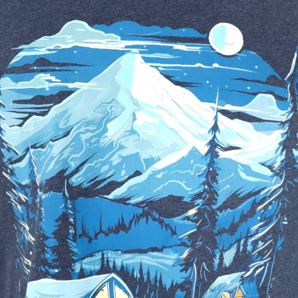 Vintage VINTAGE? No, it's not vintage. Mountain Camping T Shirt Mens Size Large Blue Moonlight Into The AM Nature Tee Size US L / EU 52-54 / 3 - 3 Thumbnail