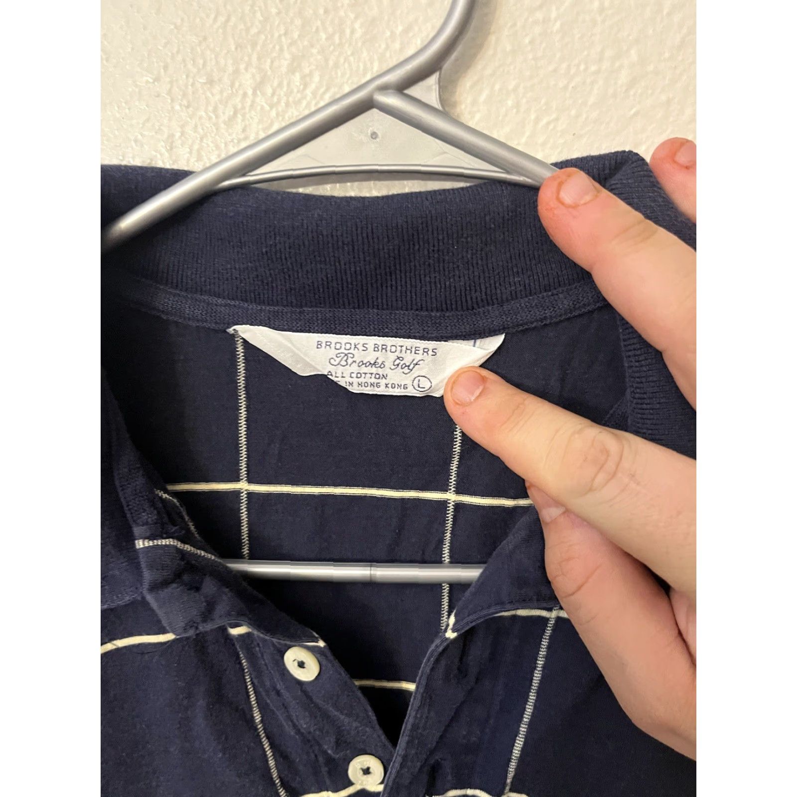 Brooks Brothers VINTAGE Brooks Brothers Country Club Polo Shirt Mens L Plaid Navy Short Sleeve Size US L / EU 52-54 / 3 - 3 Thumbnail