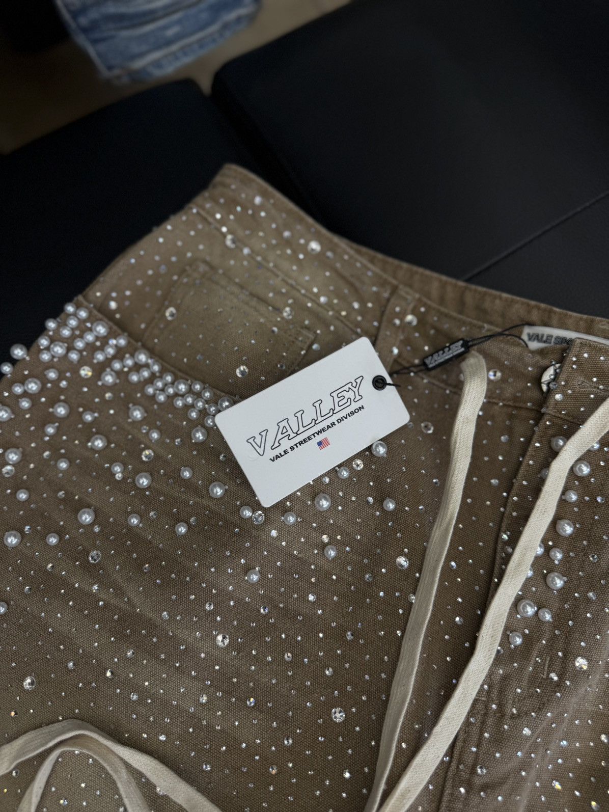 Vale Valley Rhinestone Crystal Shorts Denim Tan Size 32 Size US 32 / EU 48 - 8 Thumbnail