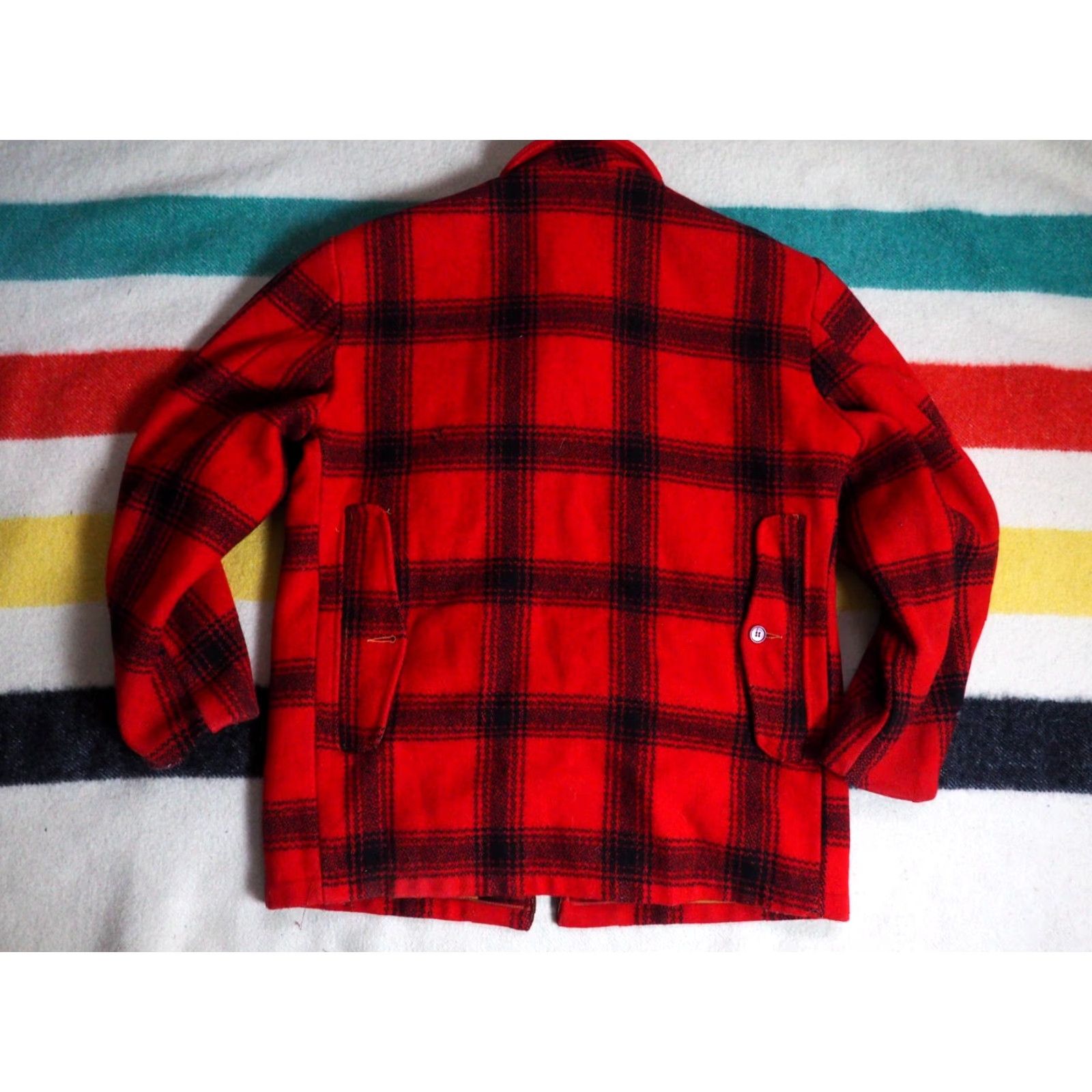Vintage VTG Penneys USA Mackinaw Jacket Coat Mens L Wool Zip Plaid Red Black 50s Size US L / EU 52-54 / 3 - 2 Thumbnail