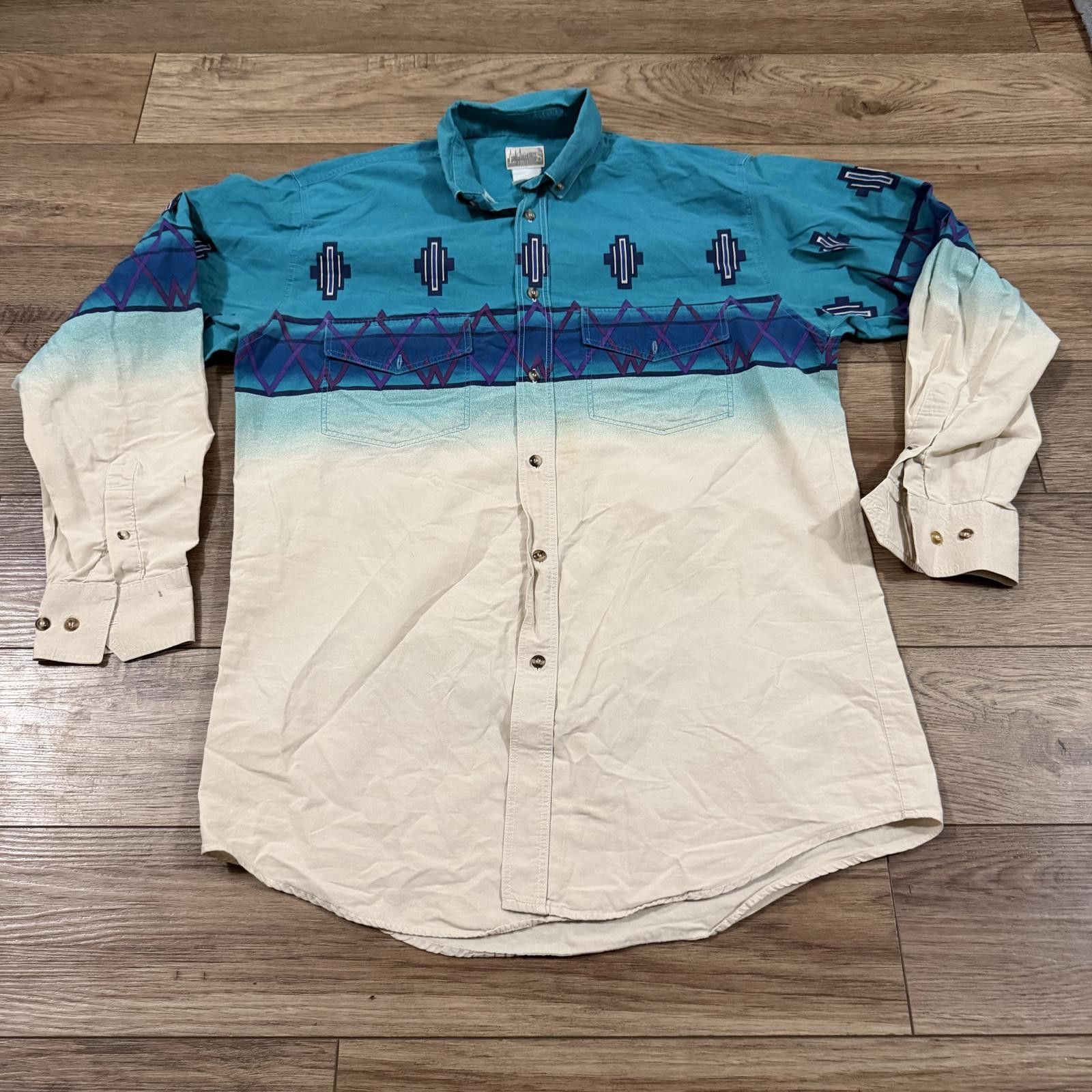 Other Vintage 90s Express Rider Western Aztec Southwestern Shirt Size US L / EU 52-54 / 3 - 1 Thumbnail