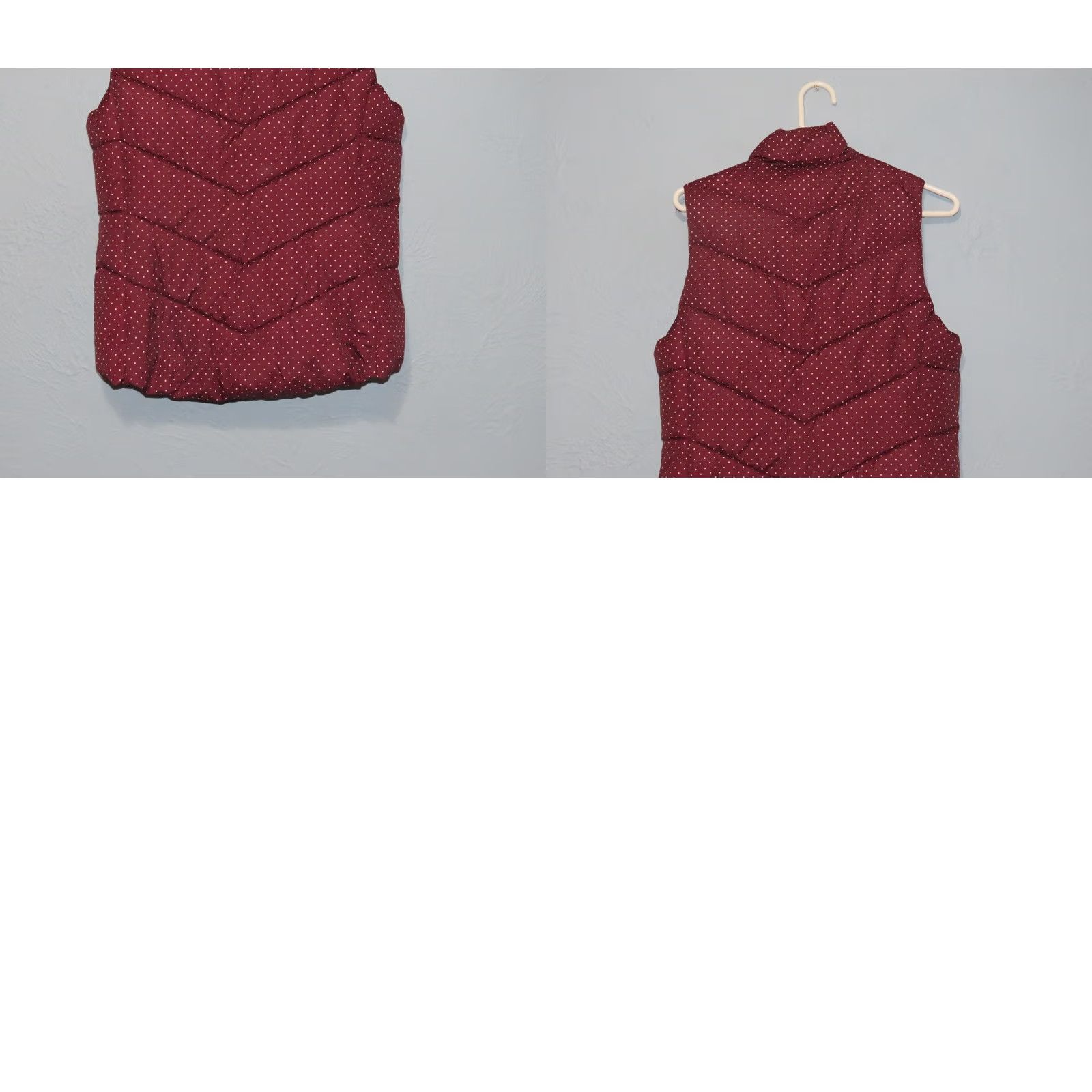 Gap Gap Women's S Vest Puffer Full Zip Polka Dot Red Wine Burgundy Casual Formal Fall Winter) Size S / US 4 / IT 40 - 8 Thumbnail