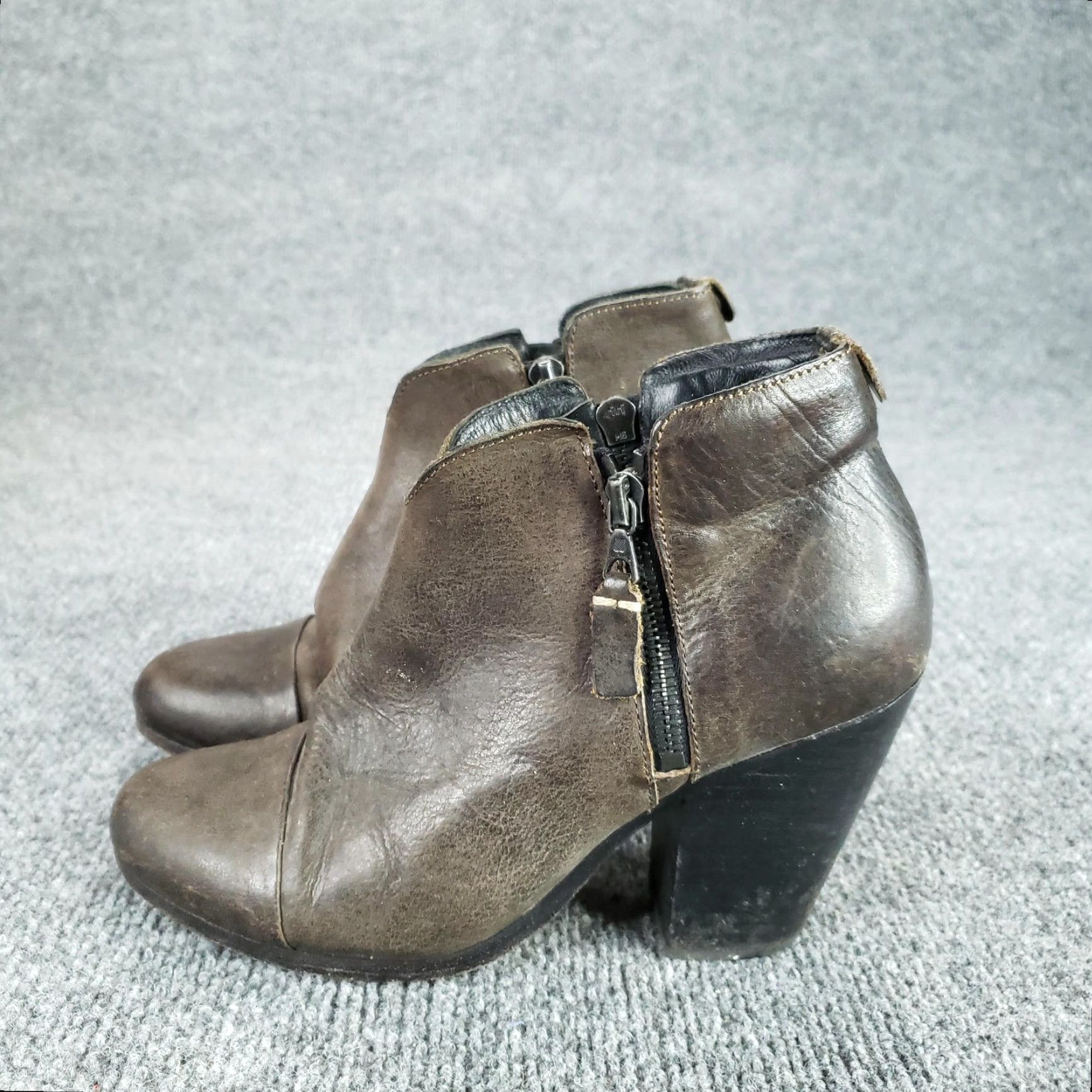 Rag & Bone Rag & bone Boots Womens Brown Leather Ankle Booties Side Zip Block Heel Size US 7 / IT 37 - 4 Thumbnail