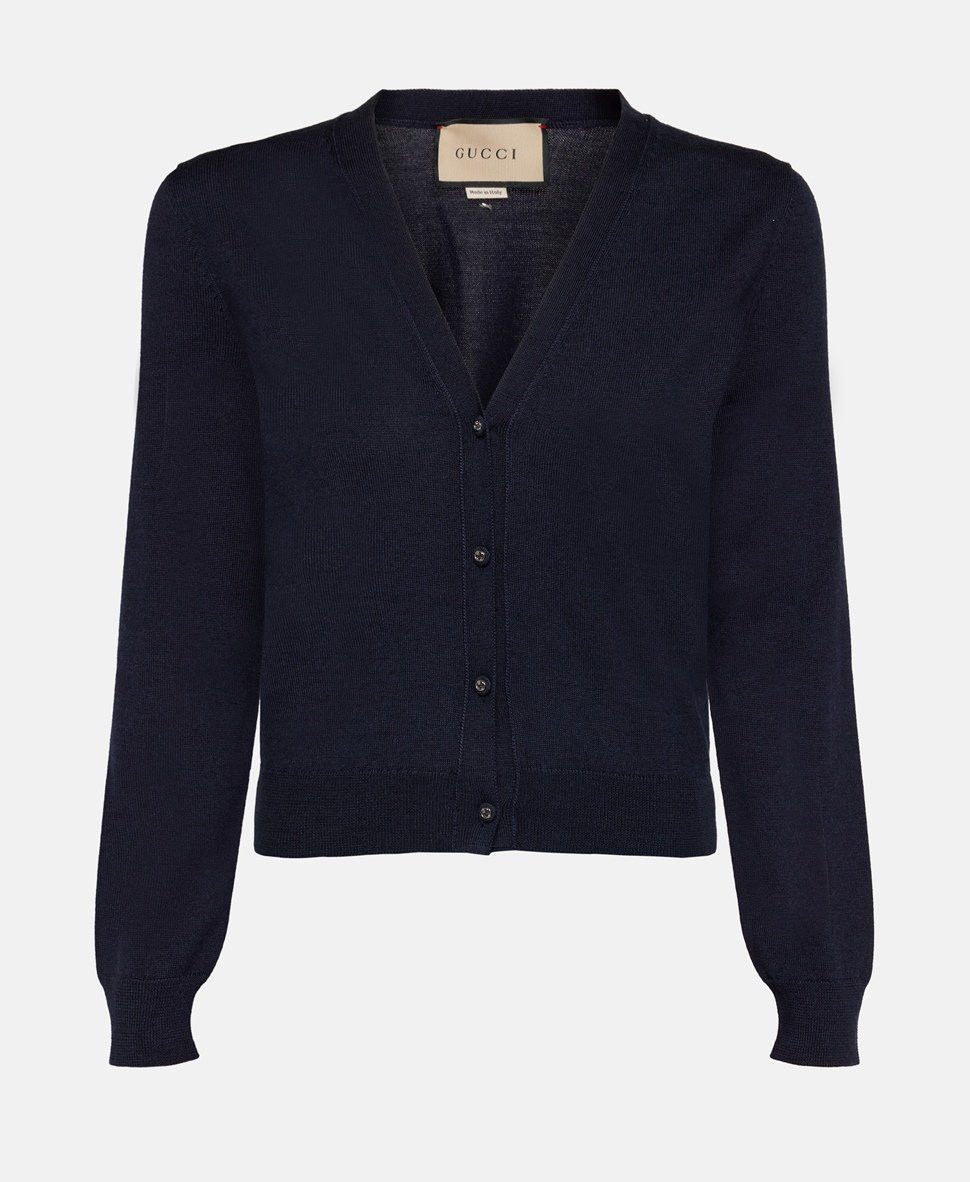 Gucci o1la5ras0526 Wool Silk Cardigan in Blue Size S / US 4 / IT 40 - 1 Thumbnail