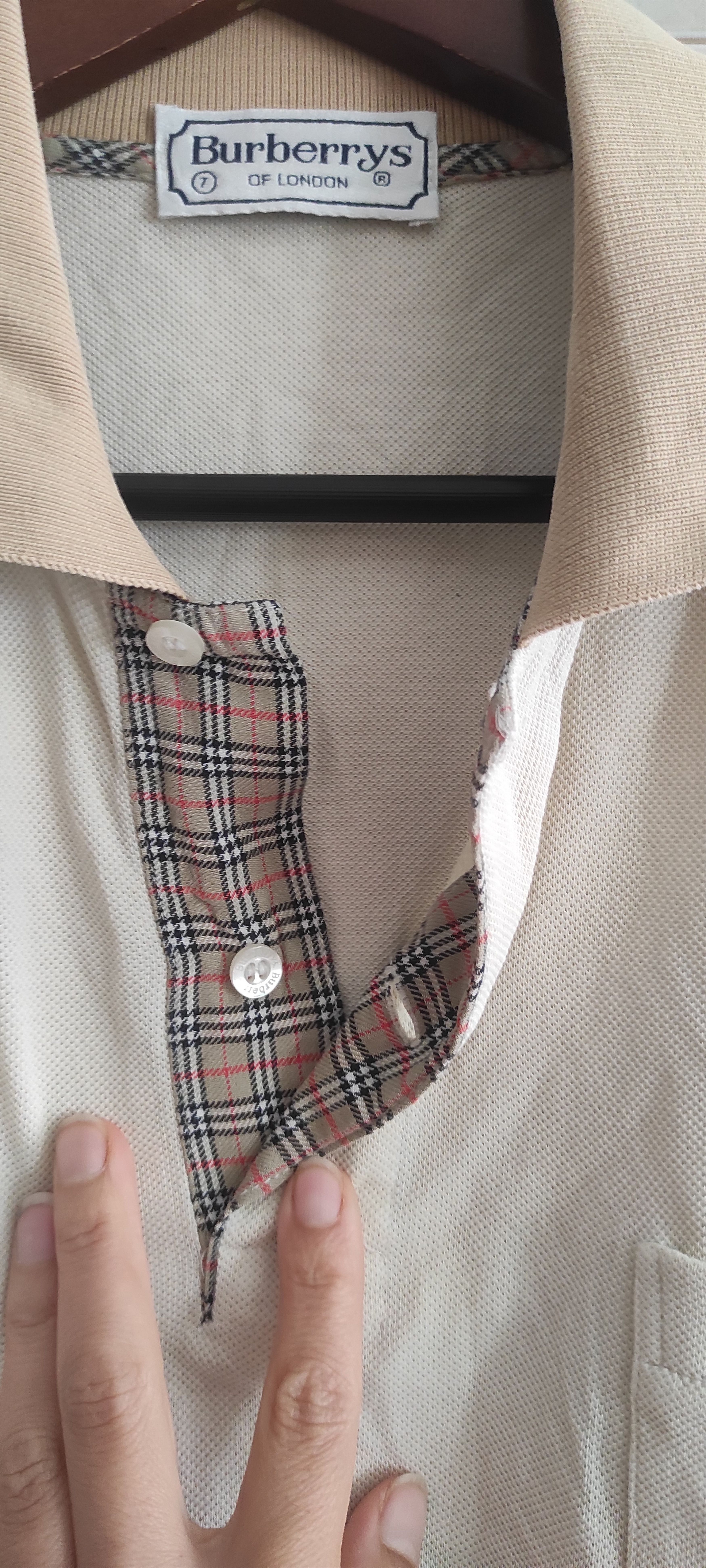 Burberry × Vintage VTG Burberry London Nova Check Polo Beige Tee Shirt Size US L / EU 52-54 / 3 - 8 Thumbnail