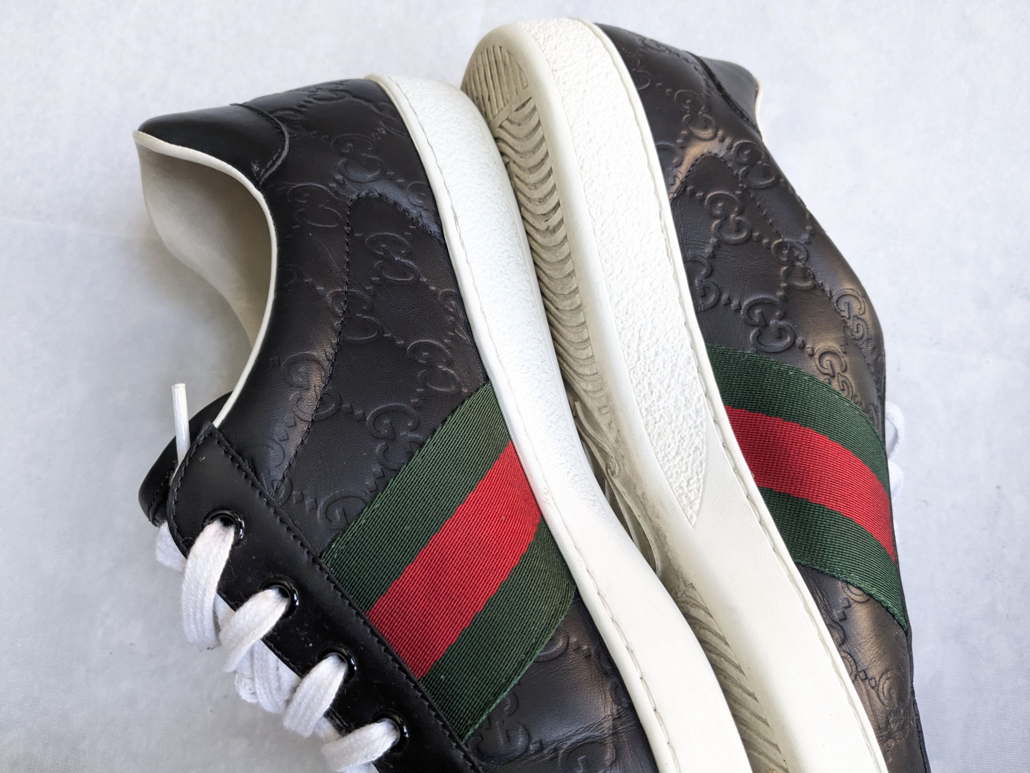 Gucci Gucci Ace Sneakers Monogram GG Logo 12.5 Black Size US 12.5 / EU 45-46 - 15 Thumbnail
