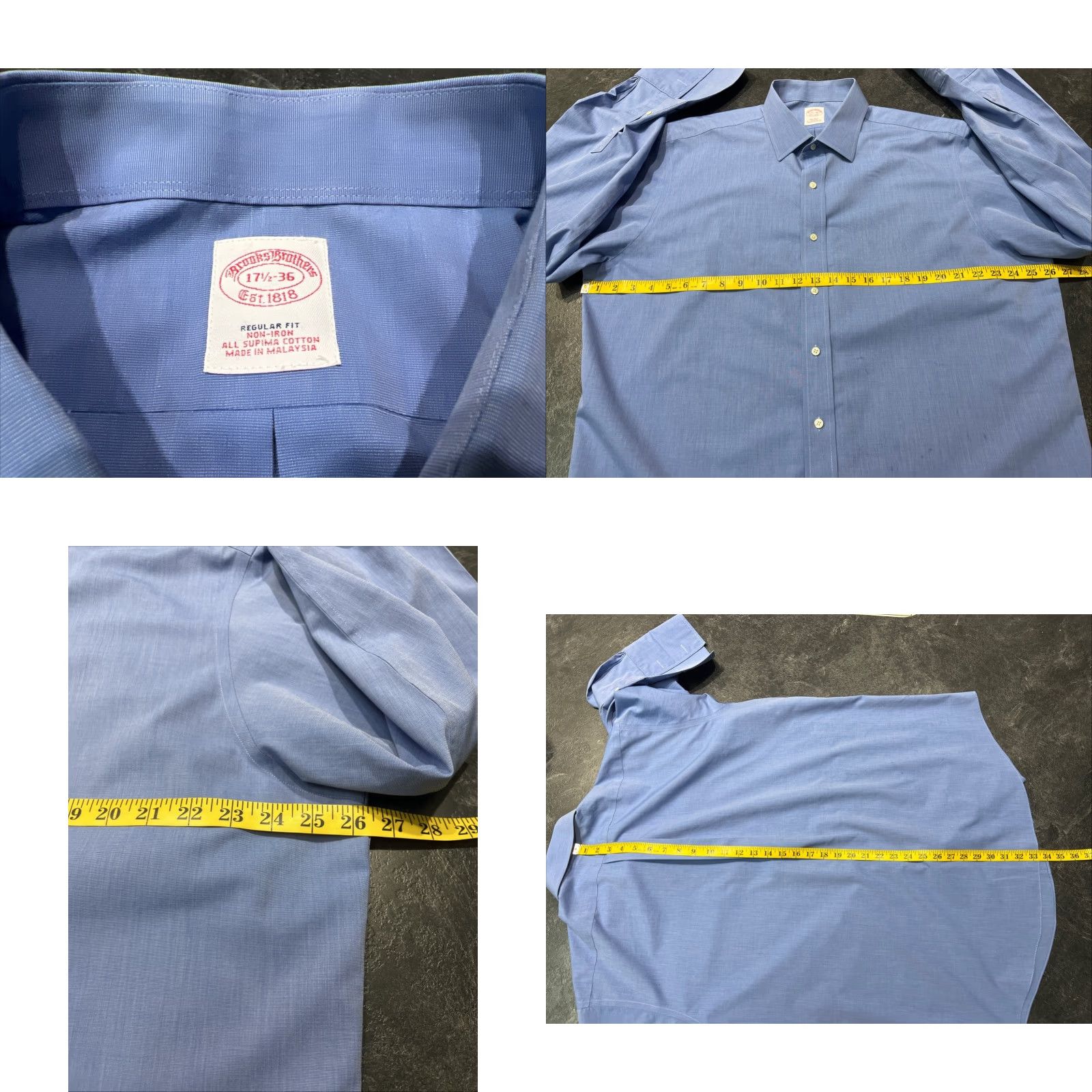 Brooks Brothers Brooks Brothers Shirt Mens 17.5 36 Blue Regular Non-Iron French Cuff Supima Dress Shirt Classic, Office, Preppy Mens Size US XXL / EU 58 / 5 - 8 Thumbnail