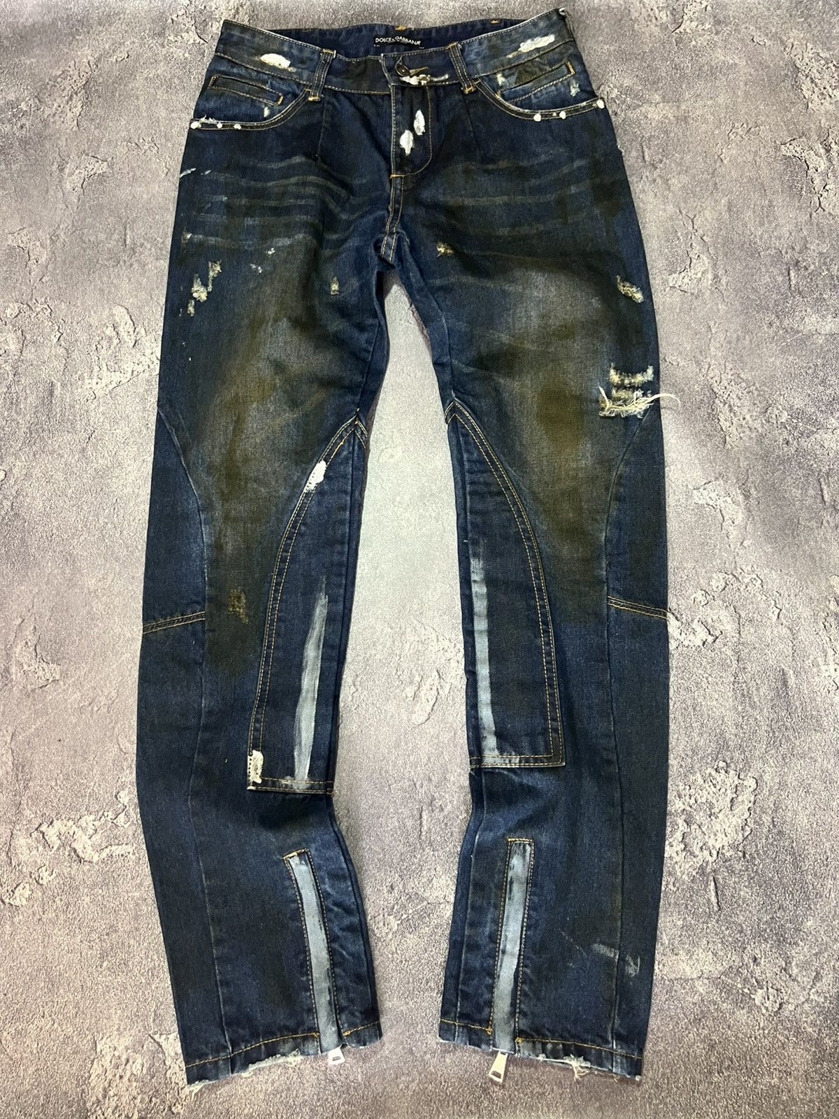 Dolce & Gabbana Dolce & Gabbana Archive Distressed Painted Zipper Denim Size US 30 / EU 46 - 1 Thumbnail