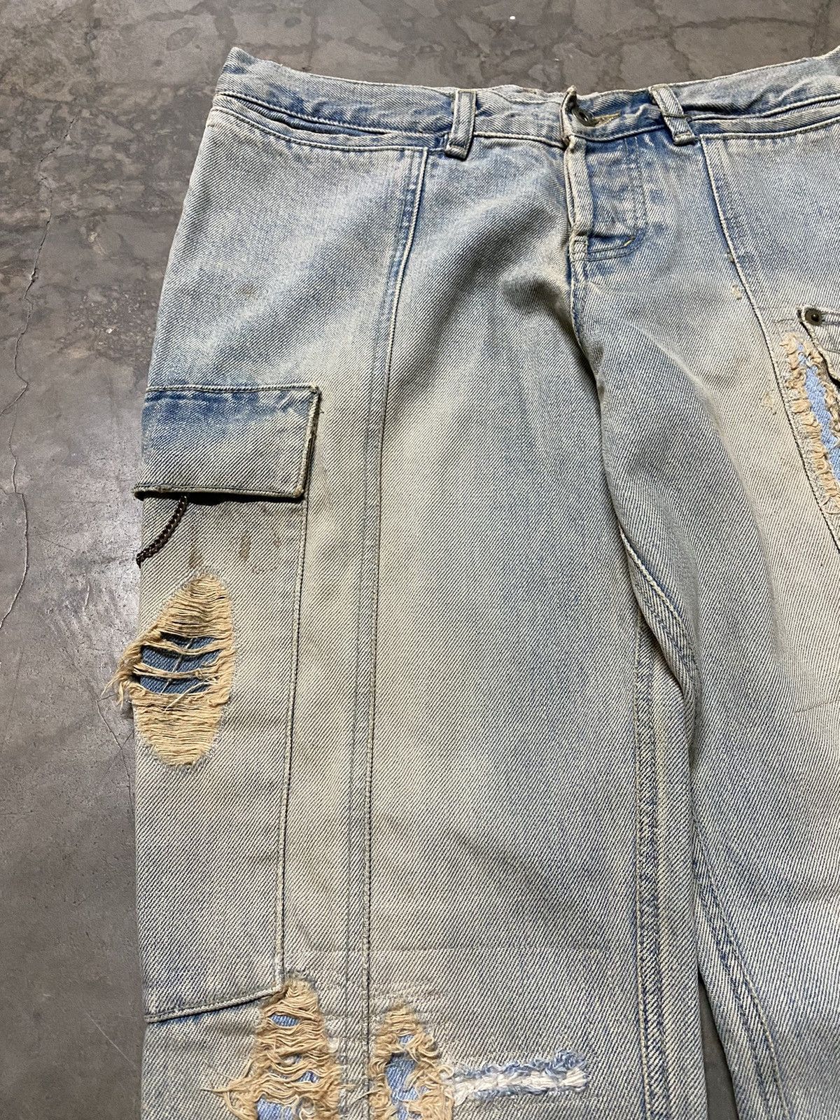 Japanese Brand × Vintage Flare Jeans Japan Ossa Mondo Utility Cargo Distressed Ripped Size US 30 / EU 46 - 5 Thumbnail