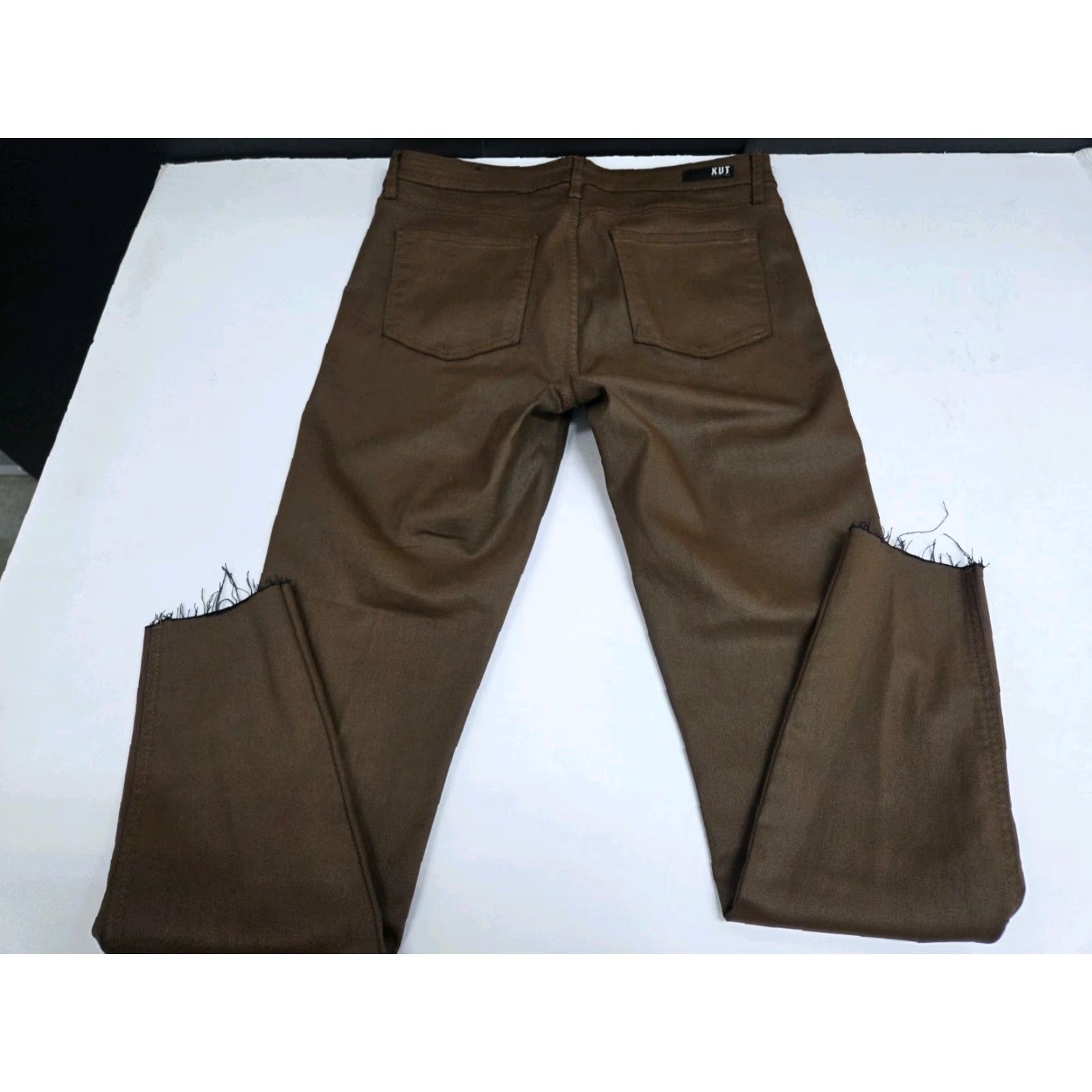 Vintage VINTAGE? No. Kut From The Kloth Women's Brown Jeans Pants No Hem 12 #8386 Size 34" / US 12 / IT 48 - 5 Thumbnail