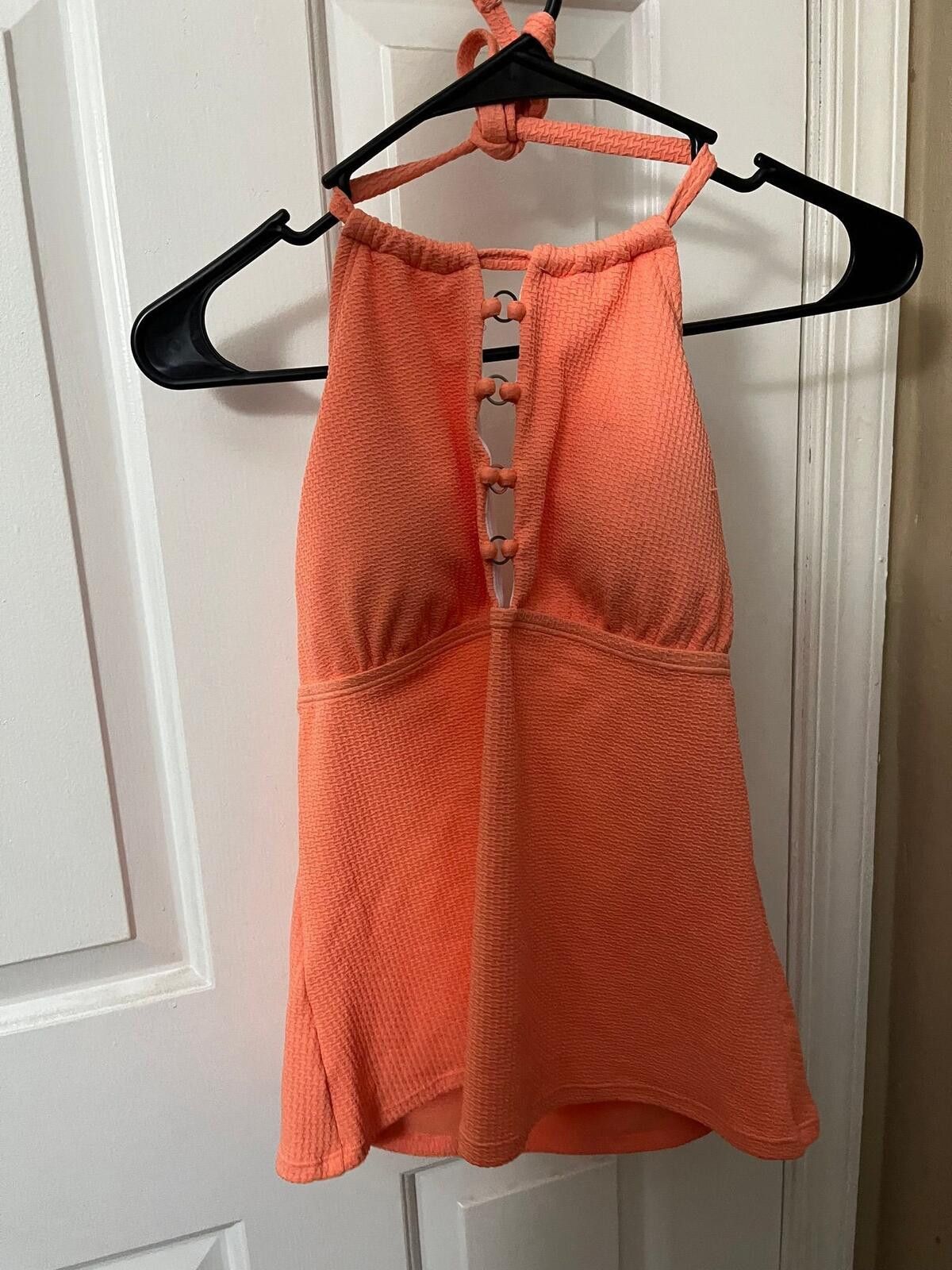 Other NWT Mynah Size Med Peach Textured Halter Bikini Swimsuit Top Size ONE SIZE - 5 Thumbnail